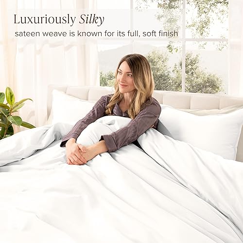 Miniatura 2 de Bare Home 100% Organic Cotton Sateen Duvet Cover Set - Full/Queen Size - 400 Thread Count - Smooth Sateen Weave - Warm & Luxurious - Duvet Cover 01