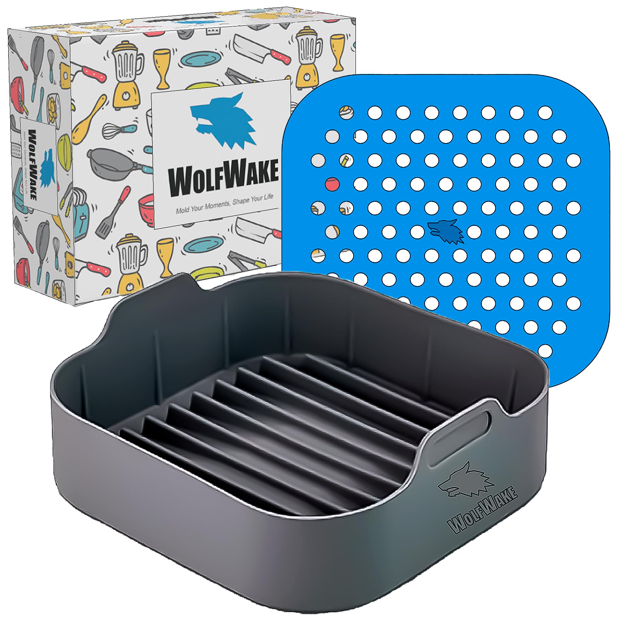 Silicone Air Fryer Mould – Air Fryer Mat, Healthy Cooking Without Oil, Eliminates Grease, Air Fryer Accessories, Reusable Molds for Air Fryer, Oven and Microwave