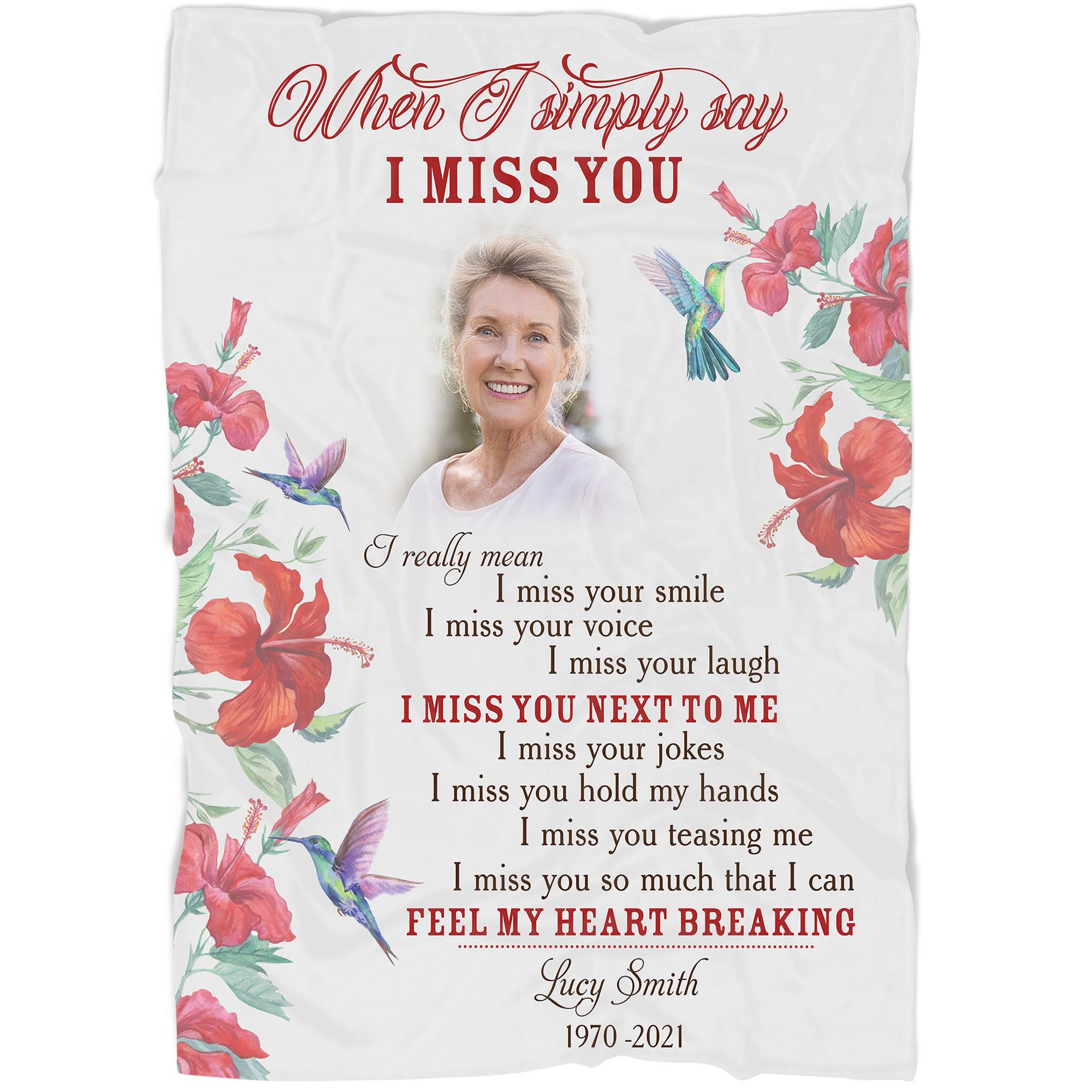 Amazon.com: Loss of Mother| Personalized Memorial Blanket| When I Simply  Say I Miss You Blanket| Sympathy Blanket for Loss of Grandmother| in Loving  Memory of Mom on Christmas, Mother's Day BP16 (30x40