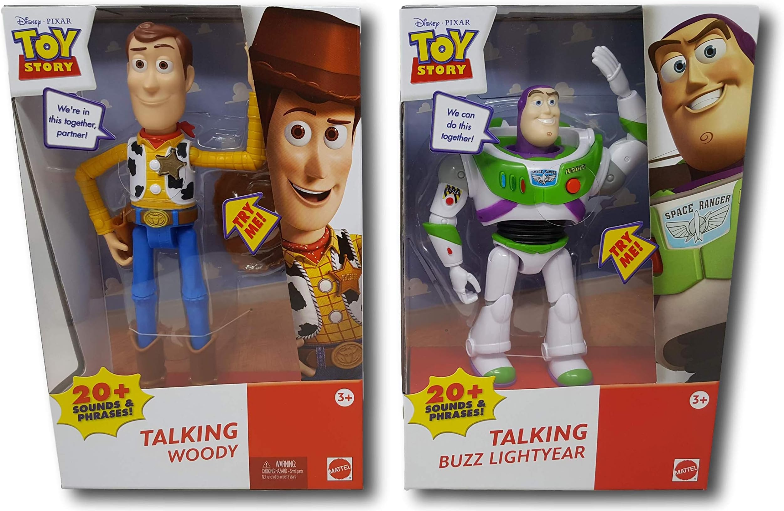 Nozlen Toys Authentic Disney-Pixar Toy Story Talking Woody and Talking Buzz Lightyear 7 Deluxe Action Figure Bundle