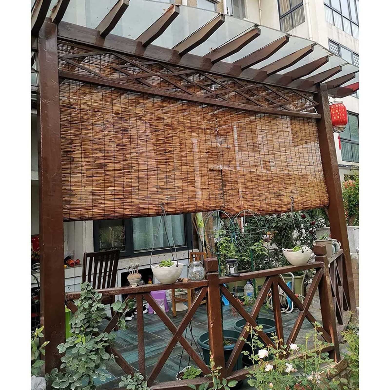 Rideaux en Roseau,stores Enrouleurs en Bambou Avec Poussoir,rideaux Romains Rétro Naturels Largeur 50/60/80/90/130cm,stores en Bambou Filtrant La Lumière Intérieur/extérieur,100x160cm/39.5*63in
