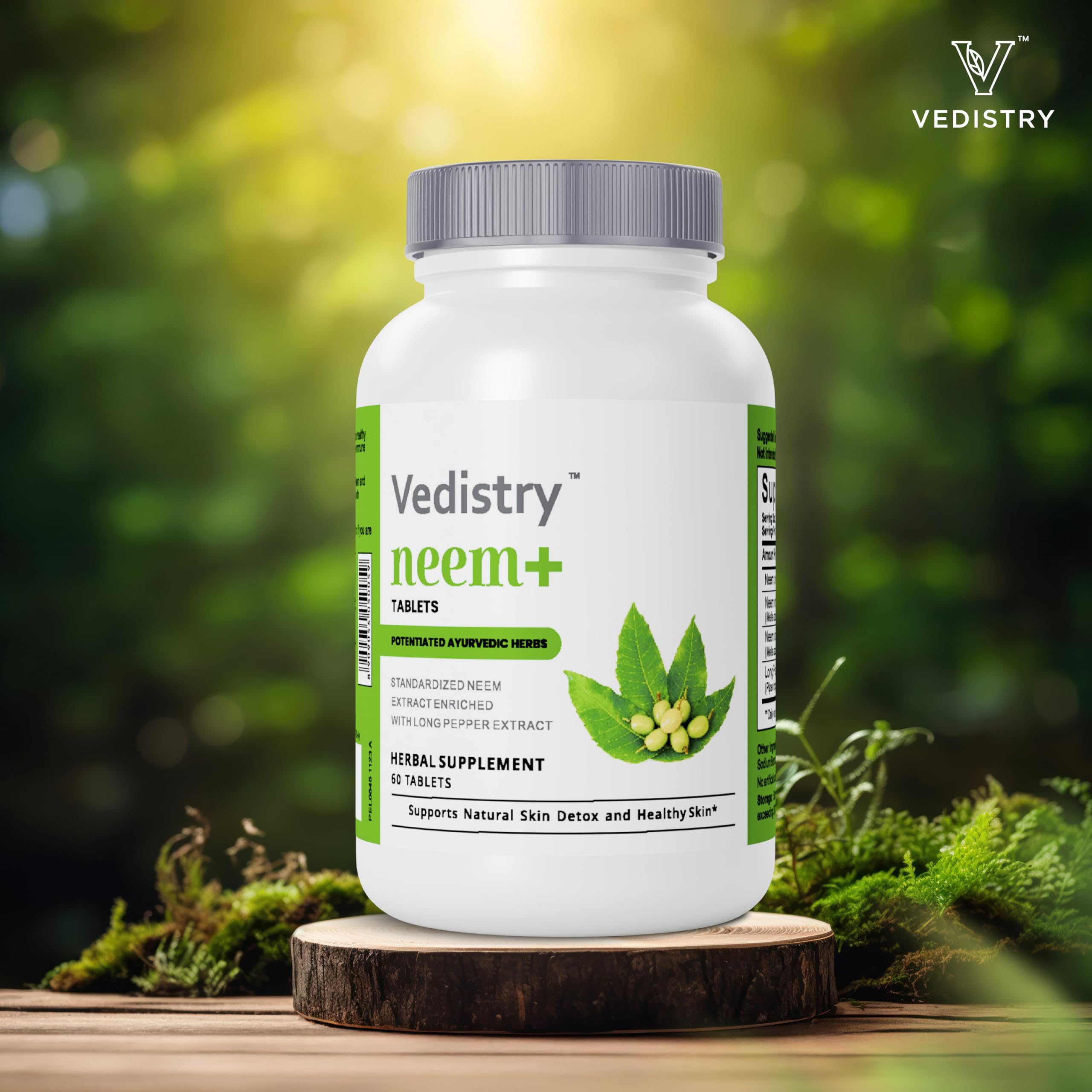 Vedistry Neem Supplements 1100mg Neem Tablets Supports Clear Skin, Detoxification & Immune Health, Neem Herbal Supplement for Acne & Promotes Healthy Skin with Long Pepper, 60 Vegan Tablets — Amazon image 8
