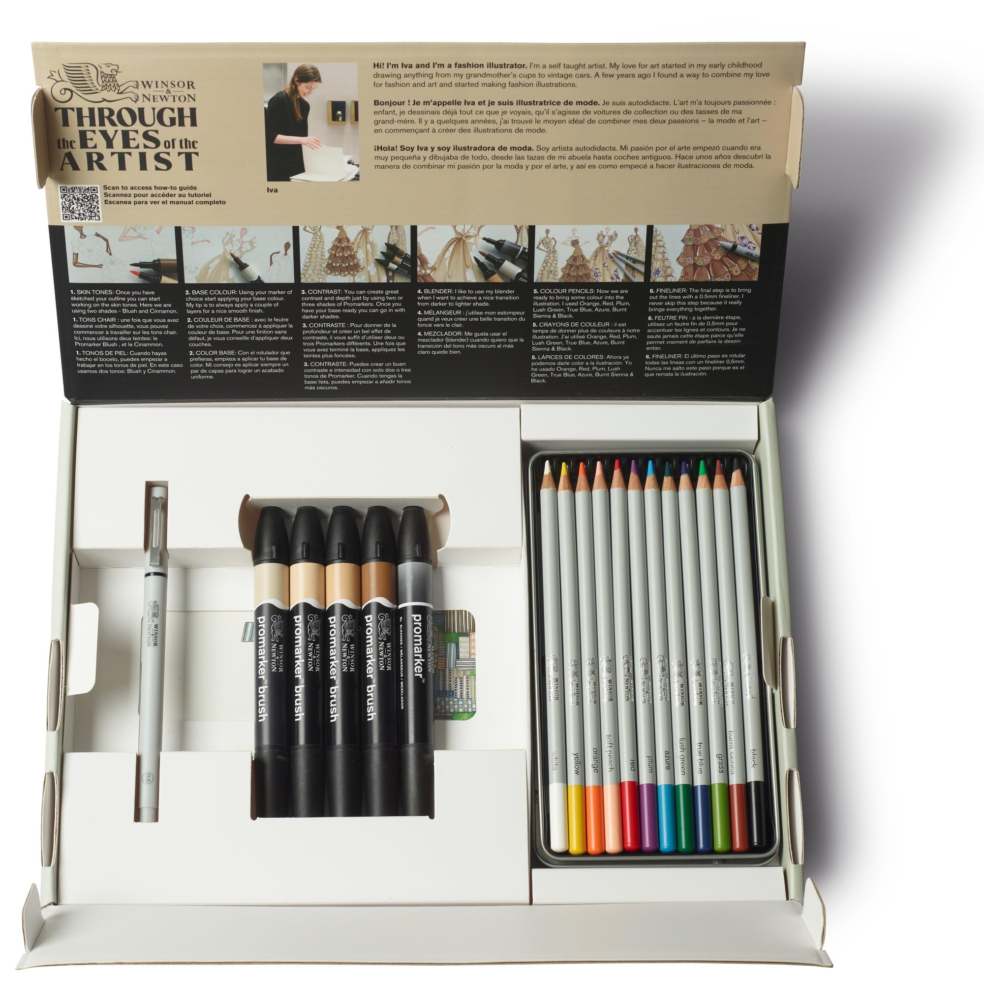Winsor & Newton Mixed Media Set – Coffret Fashion, 19 pièces