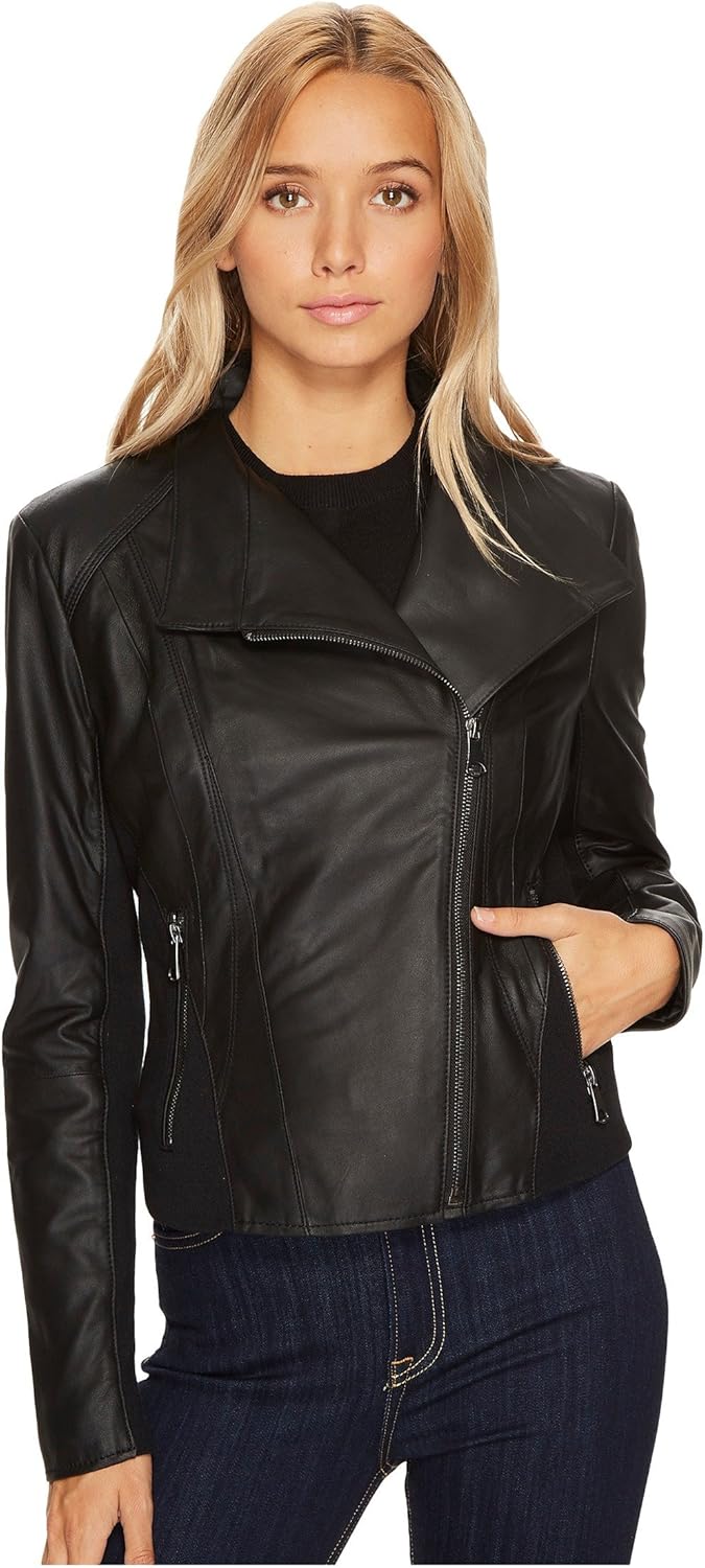 Marc New York by Andrew Marc Women's Lightweight Asymmetrical Leather Jacket