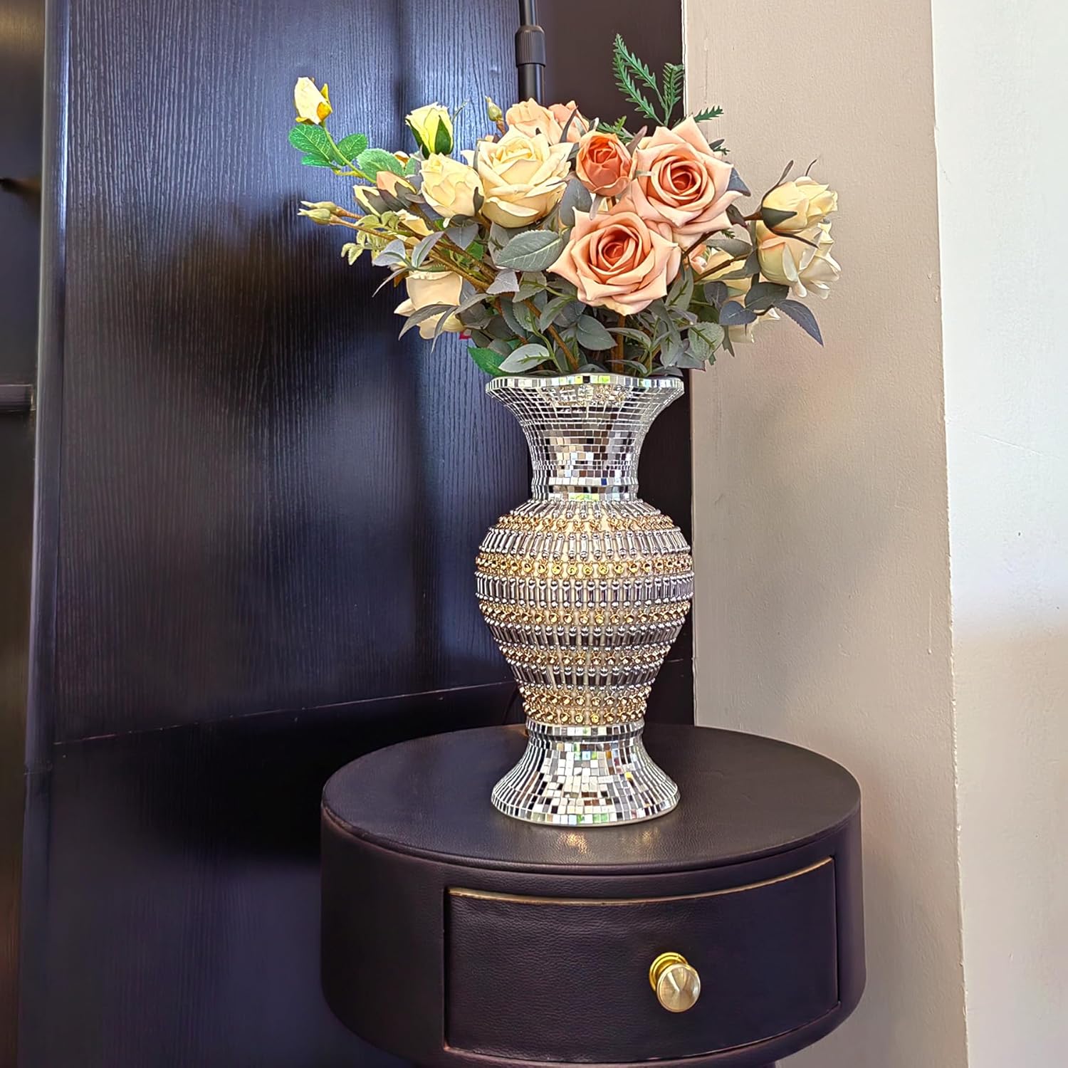 Winsterch Silver Gray Vases Home Decor,Modern Ceramic Decorative Flower Vase for Living Room,Dining Room,Bedroom,Hallway, Entryway,Office,Home Decoration,Unique Kitchen Decor Vases