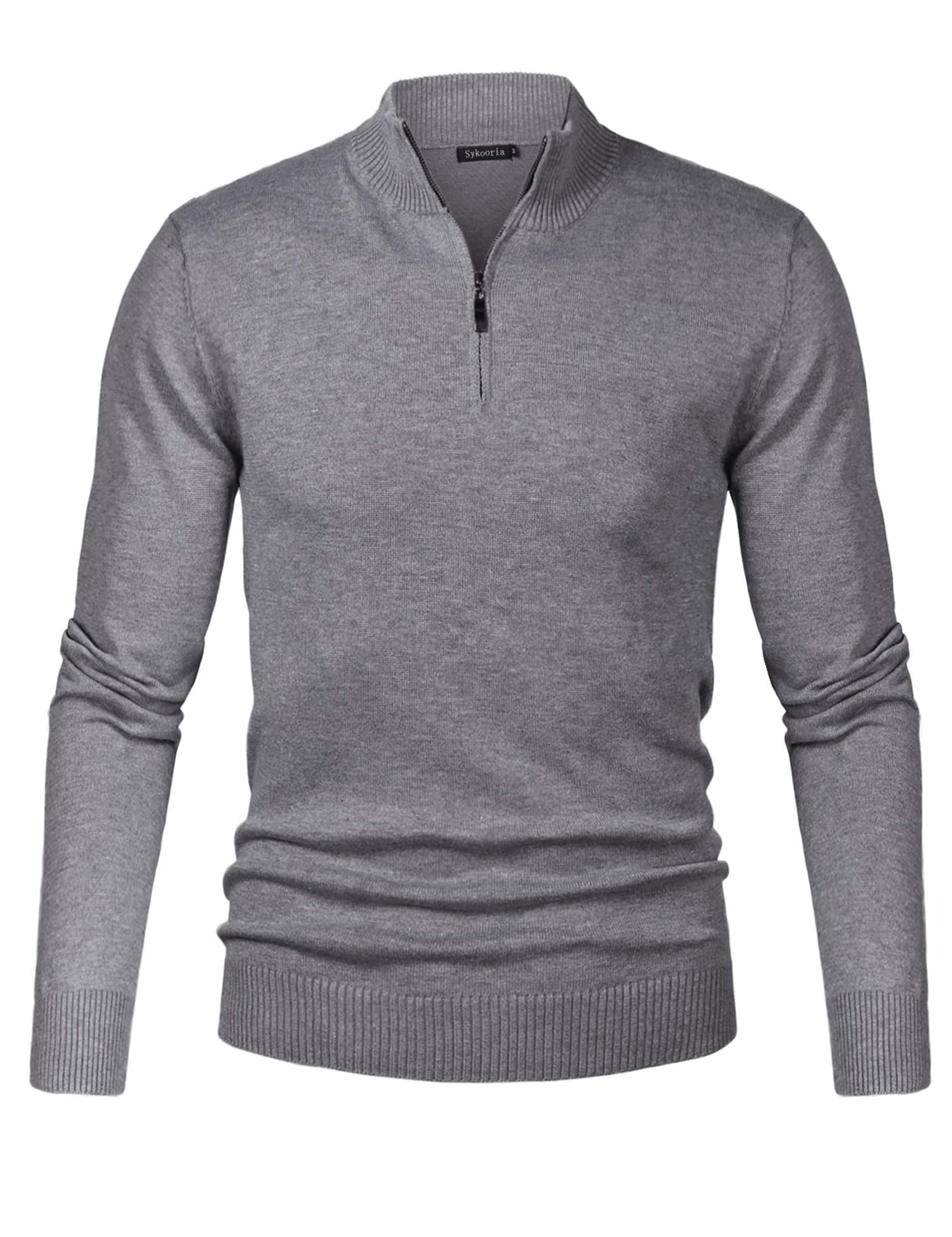 Sykooria Strickpullover Herren mit V Ausschnitt oder Half Zip Langarm | V-Ausschnitt oder Half Zip, Langarm, Feinstrick, Stehkragen, Herbst Winter, Business Büro Freizeit und Alltag