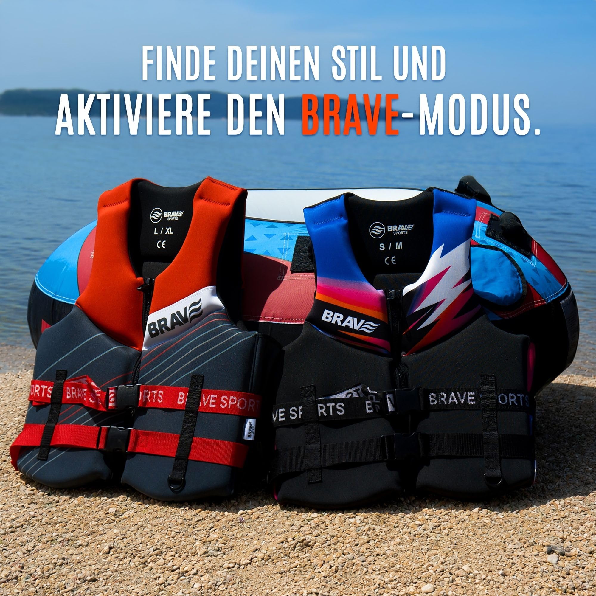 Auftriebsweste 50N Herren – Schwimmweste für Jet Ski, Wakeboard, SUP & Kajak – SBR-Neopren mit EPE-Schaum – Frontreißverschluss, 2 verstellbare Gurte & D-Ring