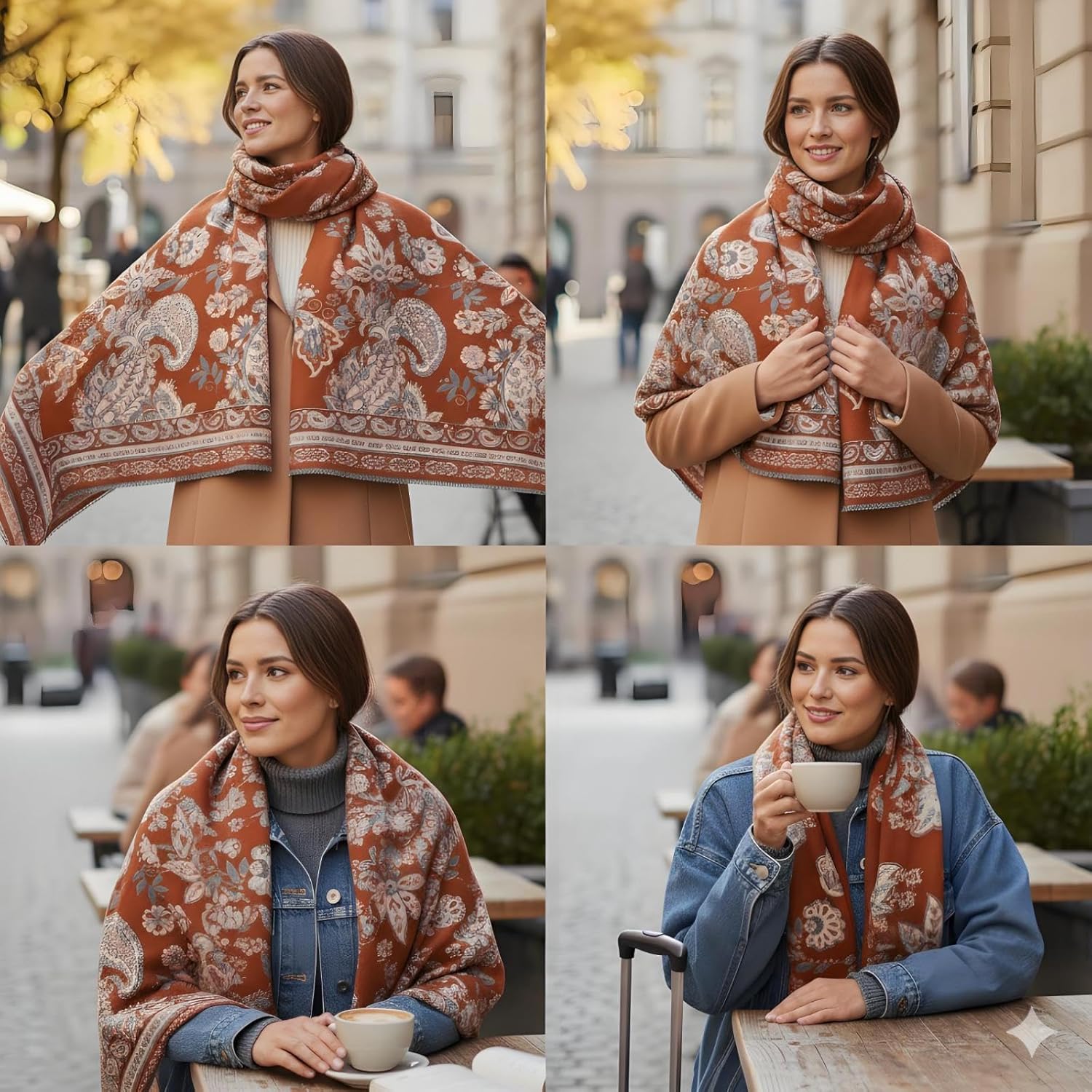 Women's Pashmina Shawls and Wraps - Soft Cashmere Feel Reversible Paisley Scarf, Large Blanket Scarf & Poncho - Image 5