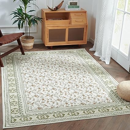 Amazon.com: jinchan Area Rug 5x7 Washable Rug Floral Rug Distressed ...