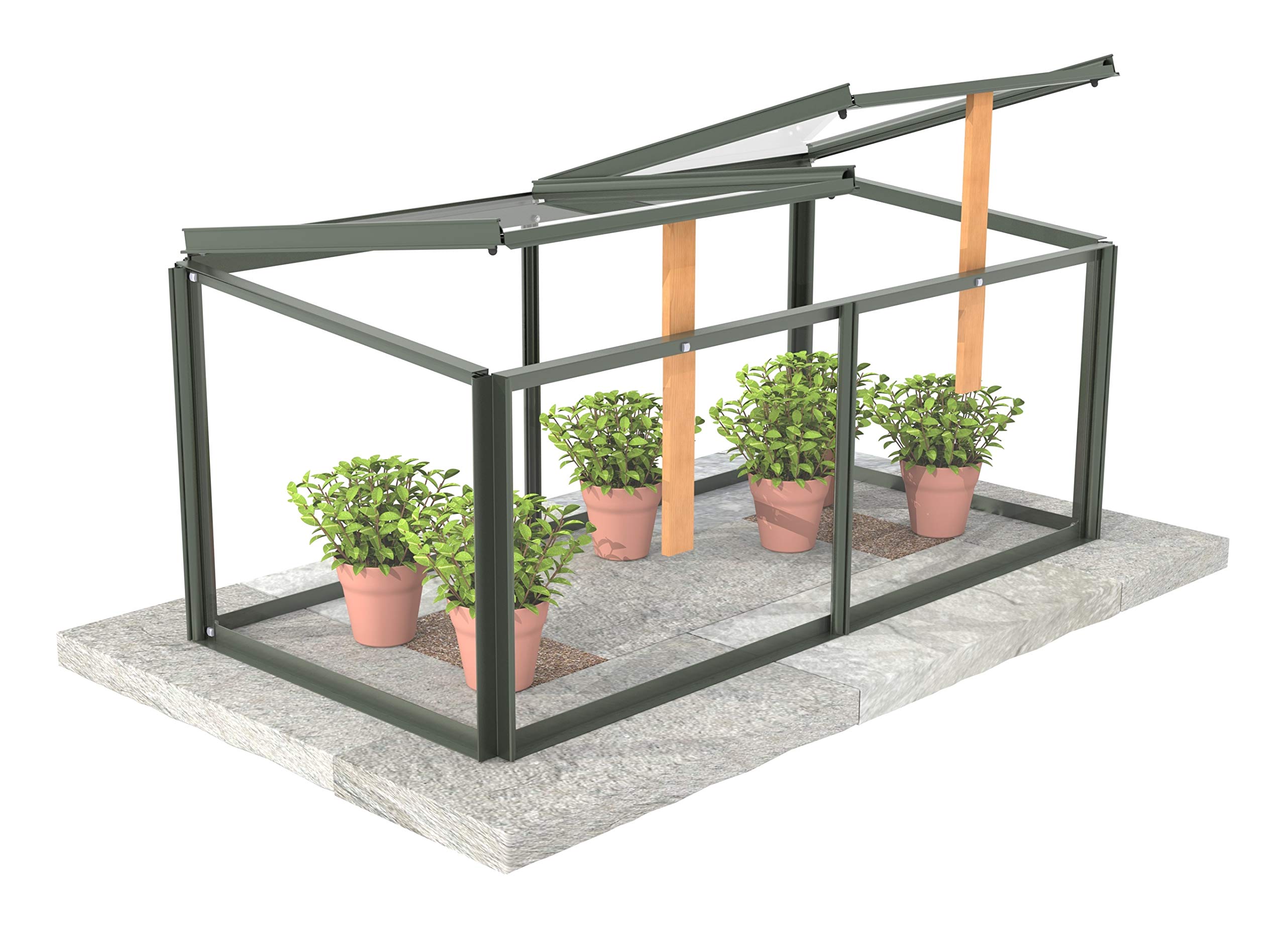 Simplicity Toughened Glass Mini Greenhouse Cold frame 2ftx6ft Old