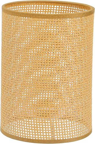 Pantallas de lámpara para lámparas de mesa, pantalla de ratán tejida blanca, pantalla de tambor fácil de instalar