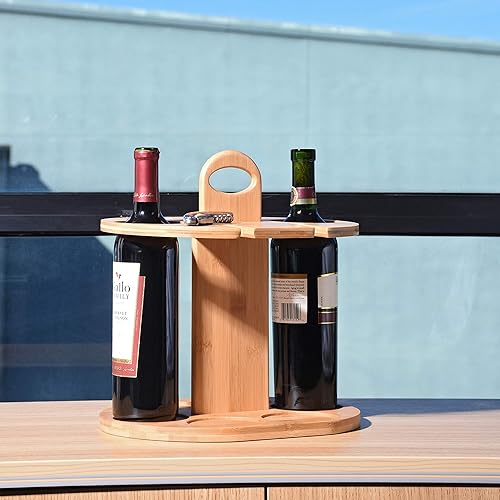 Miniatura 2 de Kato - Soporte para 2 botellas y 4 estantes para vidrio, organizador de secado colgante para copas de vino en la mesa de la encimera con sacacorchos