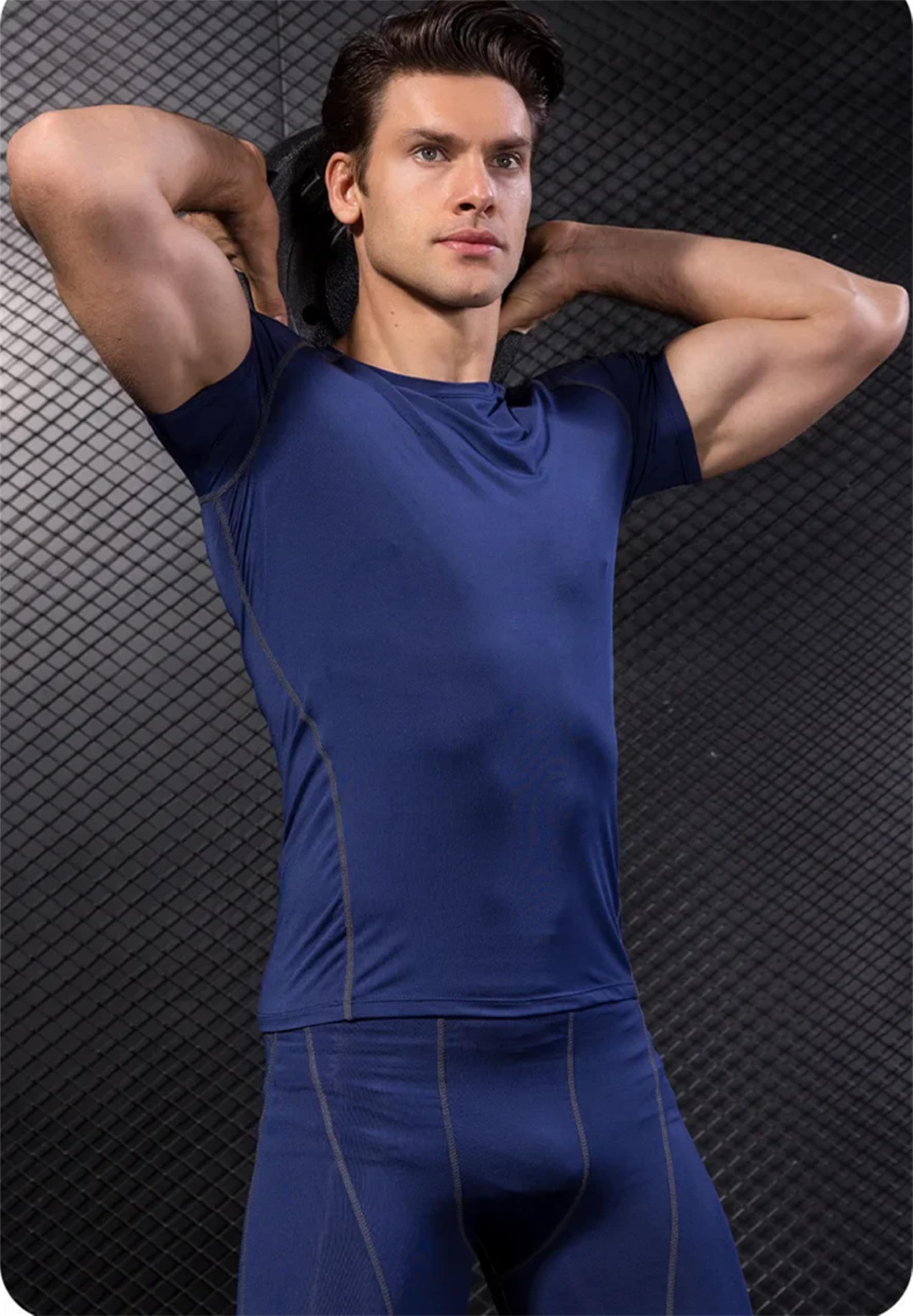 SANANG Ensemble de Compression Homme 2 Pièces - T-Shirt Respirant et Legging Sportif à Séchage Rapide pour Fitness, Course à Pied, Gym