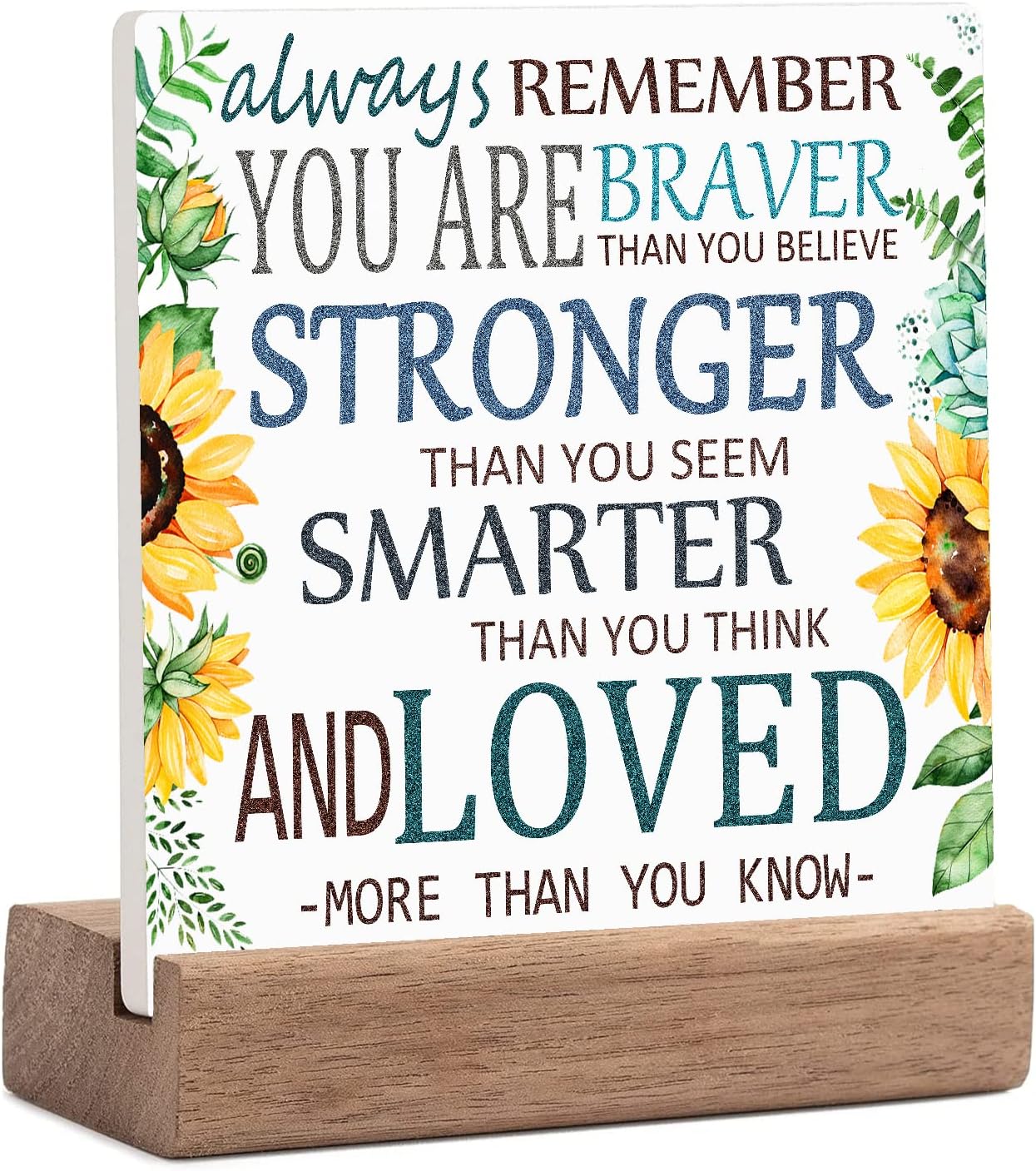 Inspirational Gifts For Women Positive Inspirational Quotes Desk Art Motivational Desk Decor Office Encouragement Decorations Best Friend Birthday Cheer Up Gifts Boss Day Desk Sign Farewell Gifts For Coworkers Friendship Plaque Birthday Gift Plaque Always Remember You Are Braver Than You Believe Think Signs