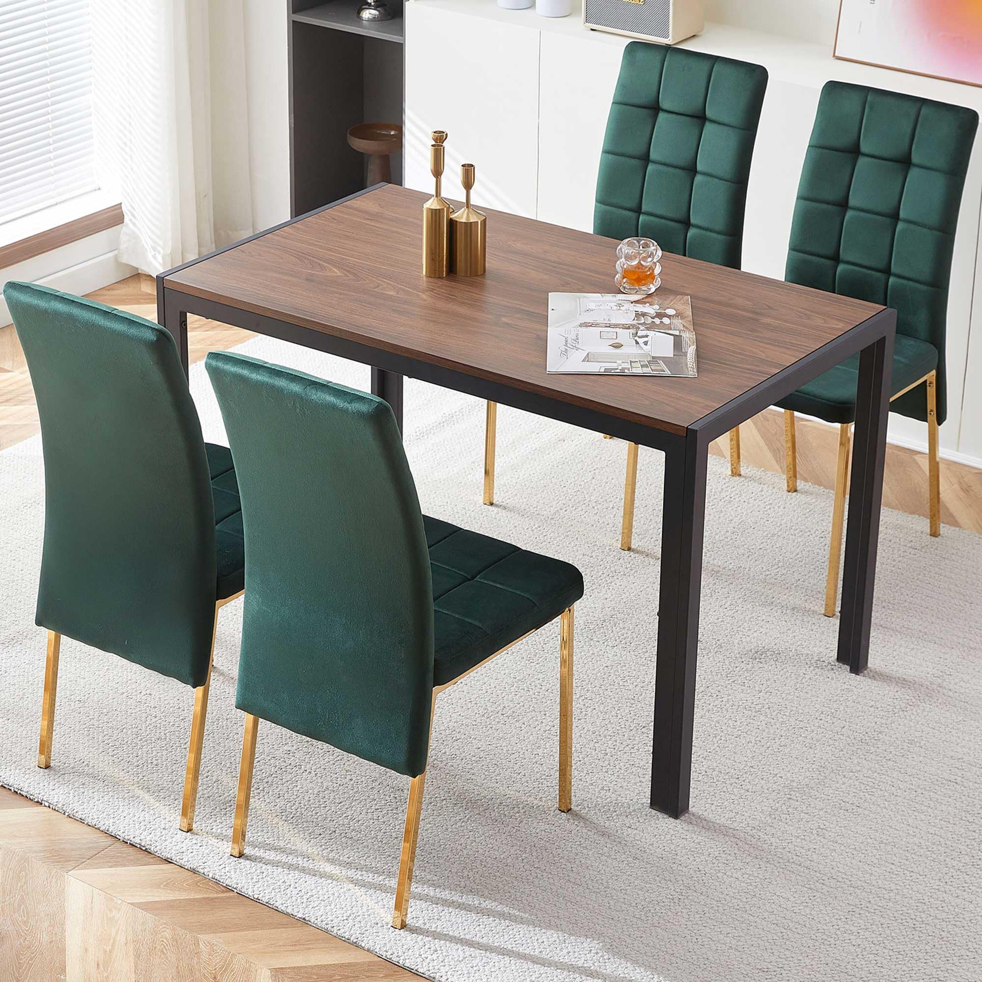 Amazon.com - Homedot Dining Table Set for 4,Elegant Velvet Dining Chair Unique Design with ...