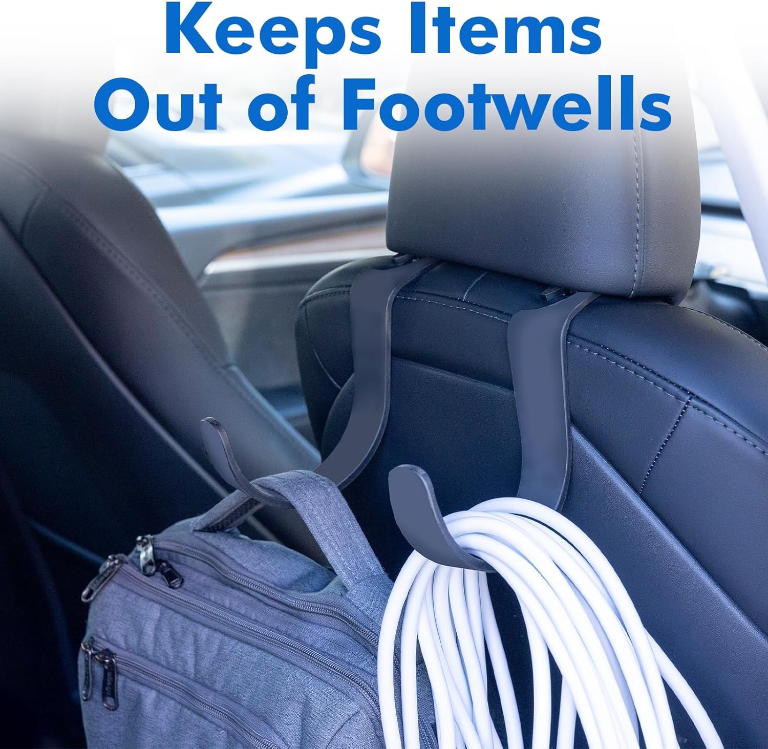 Travel Depot XL Hard Hat Holder for Truck Seat – Heavy-Duty Headrest Hooks, Hardhat Buddy Hanger & Seat Back Organizer for Hard Hats, Bags & Gear, Truck Accessory Organizer, 4-Pack