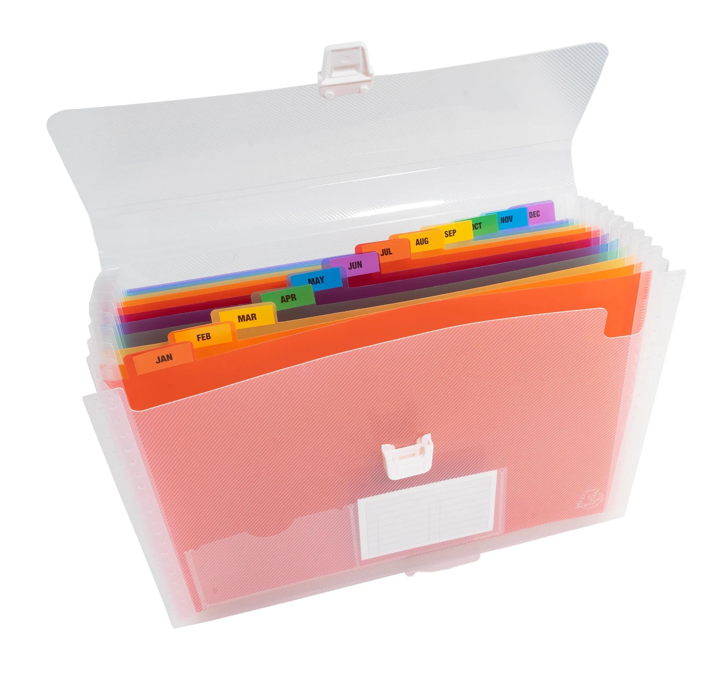 Exacompta - Réf. 55298E - Carton de 5 trieurs valisette Crystal - couverture et intérieur en PP - dos extensible - fermeture par bouton poussoir - 13 compartiments - dim 33x25 cm - cristal
