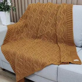 Manta Trico Decorativa Sofa 120x150cm Usufruto Tricot cod001 Cor:LINHAÇA