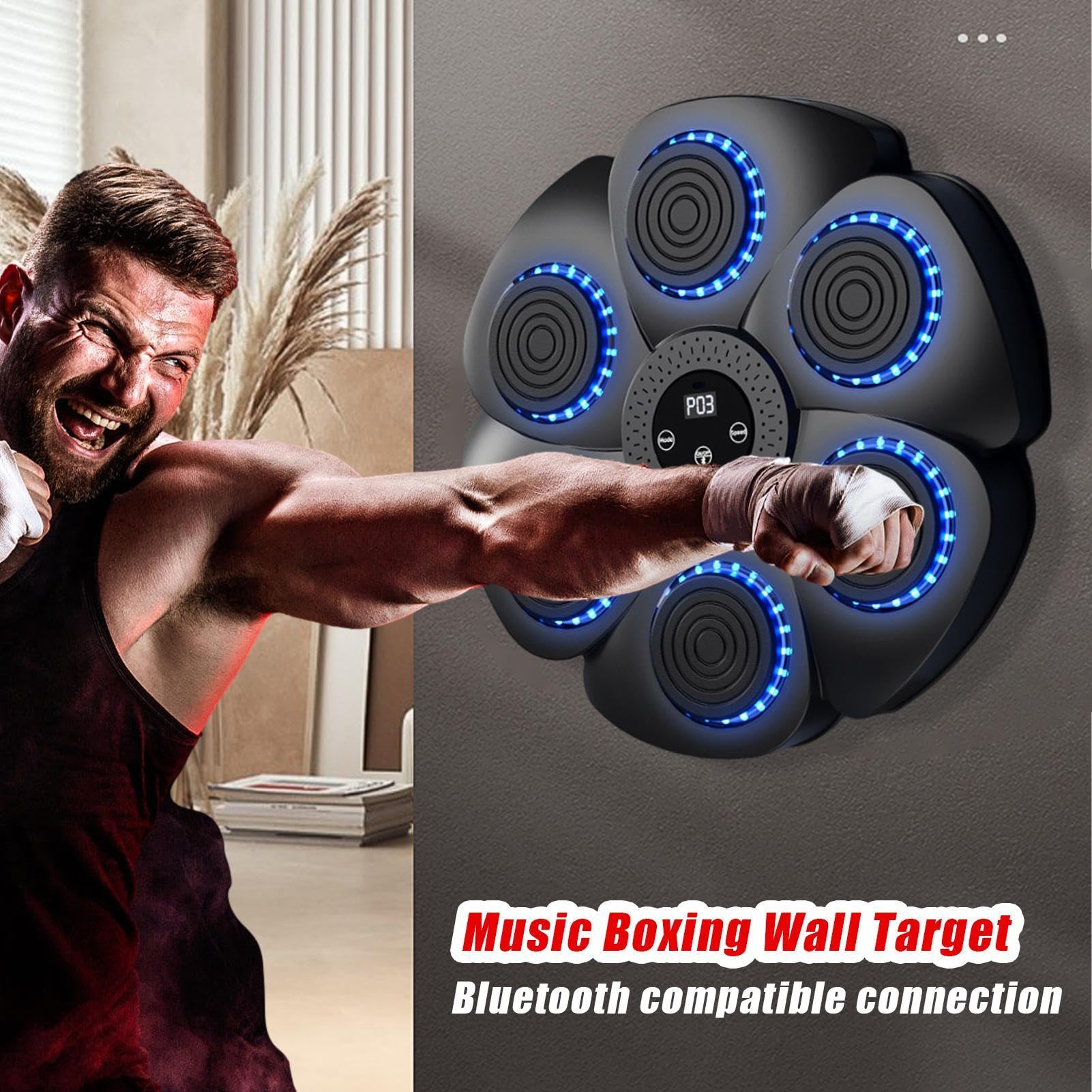 Macchina Da Boxe Musicale Con Bluetooth - 9 Modalità, Montaggio A Parete, Con Guantoni, Per Adulti E Bambini - Foto 5