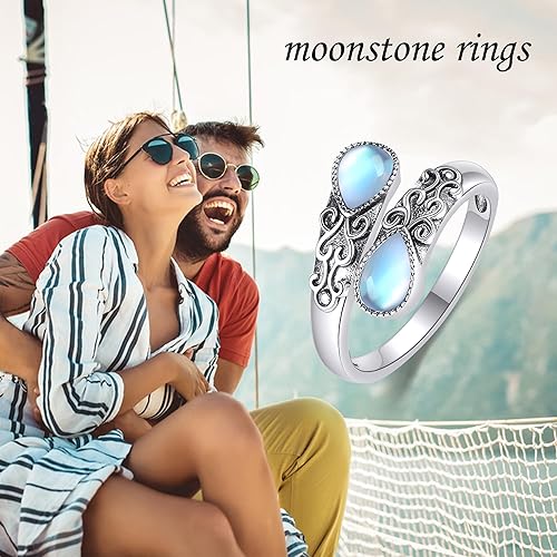 Miniatura 6 de Anillo para mujer de plata de ley, banda ajustable, anillos abiertos, regalos de joyería para niñas