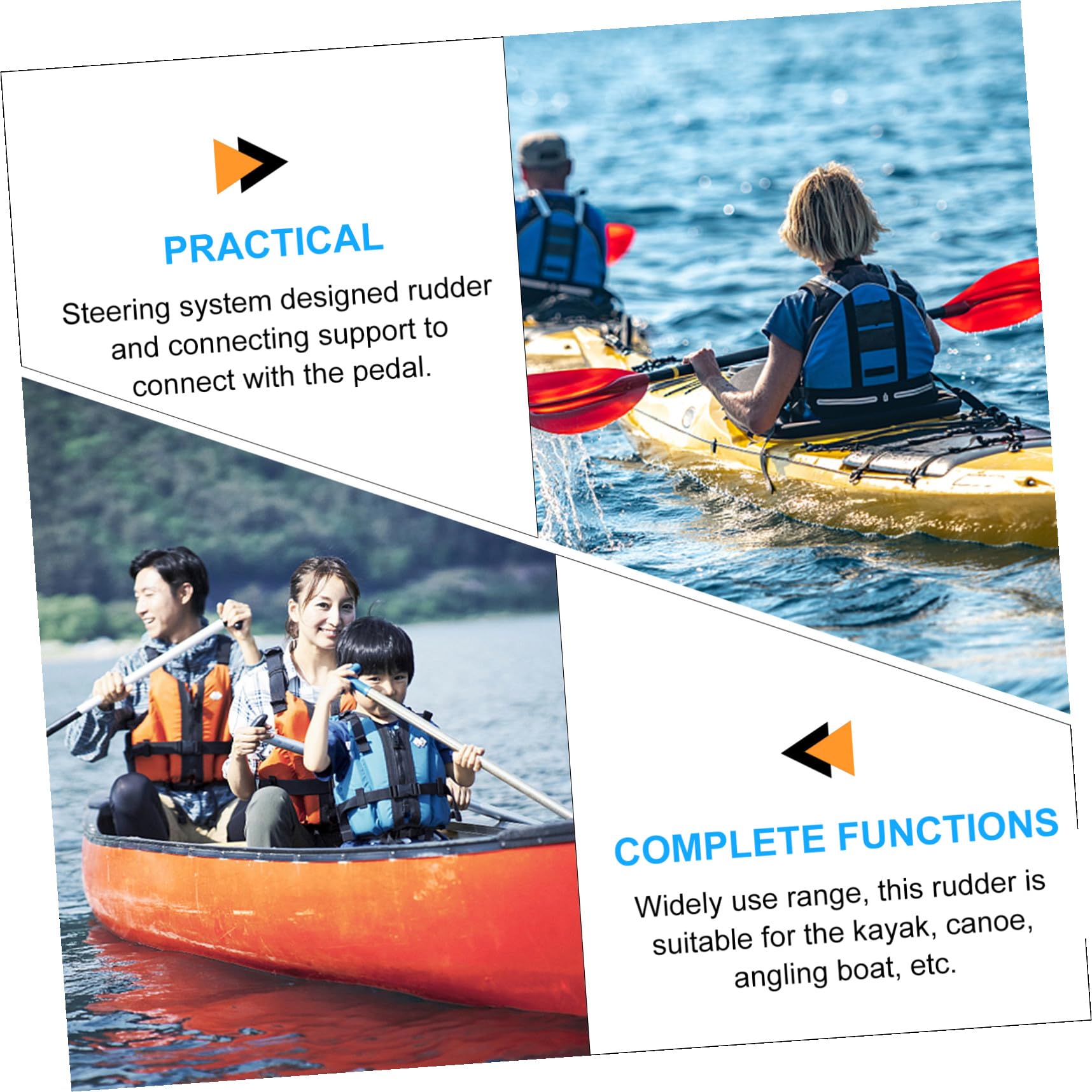 Yardwe Controllo Direzione Marina Kayak Canna da Pesca Kayak Gonfiabile Board Paddleboards Kayak Tey Supporto per Kayak Pista per Kayak Paddleboarding Galleggiante Manuale Acciaio