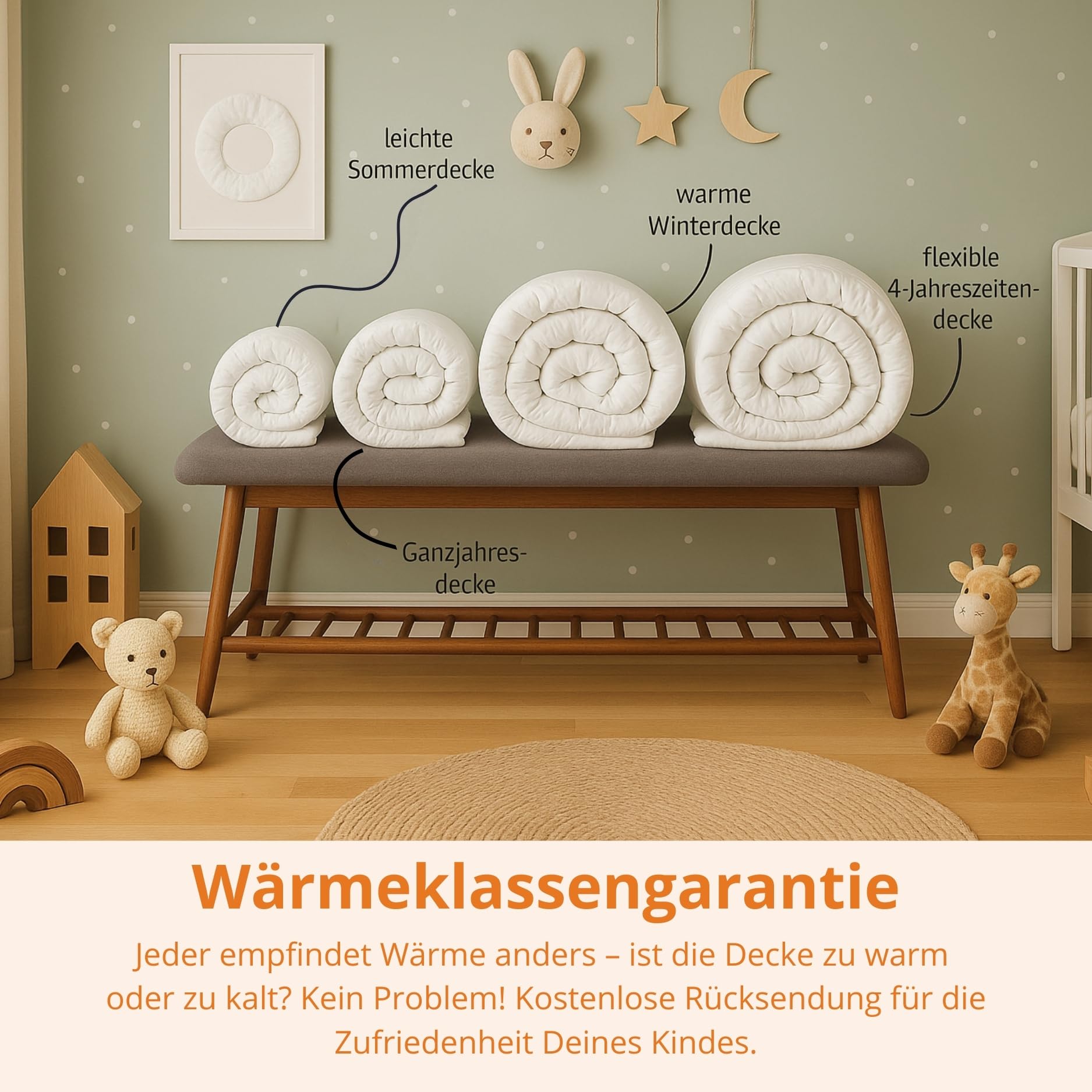 sleepling 196277 baby set per lettino bimbo composto da piumino per tutto l'anno 80 x 80 cm e cuscino piatto 35 x 40 cm, 100% microfibra, anallergico, bianco