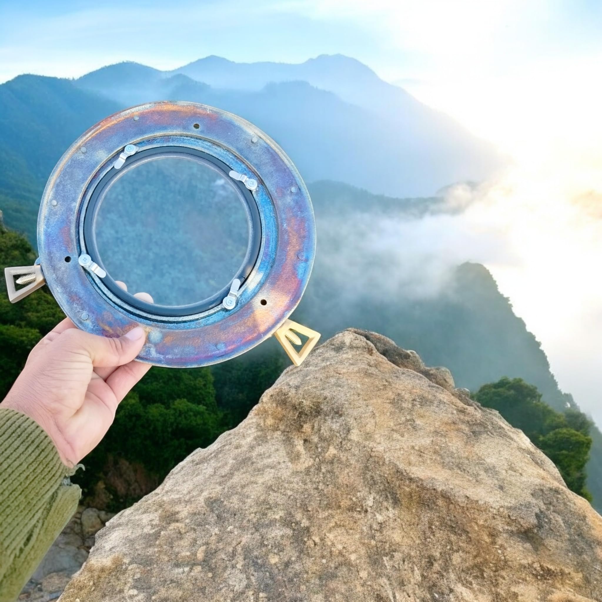 Oblò antico trasparente da 22,9 cm con finestra rotonda in vetro trasparente