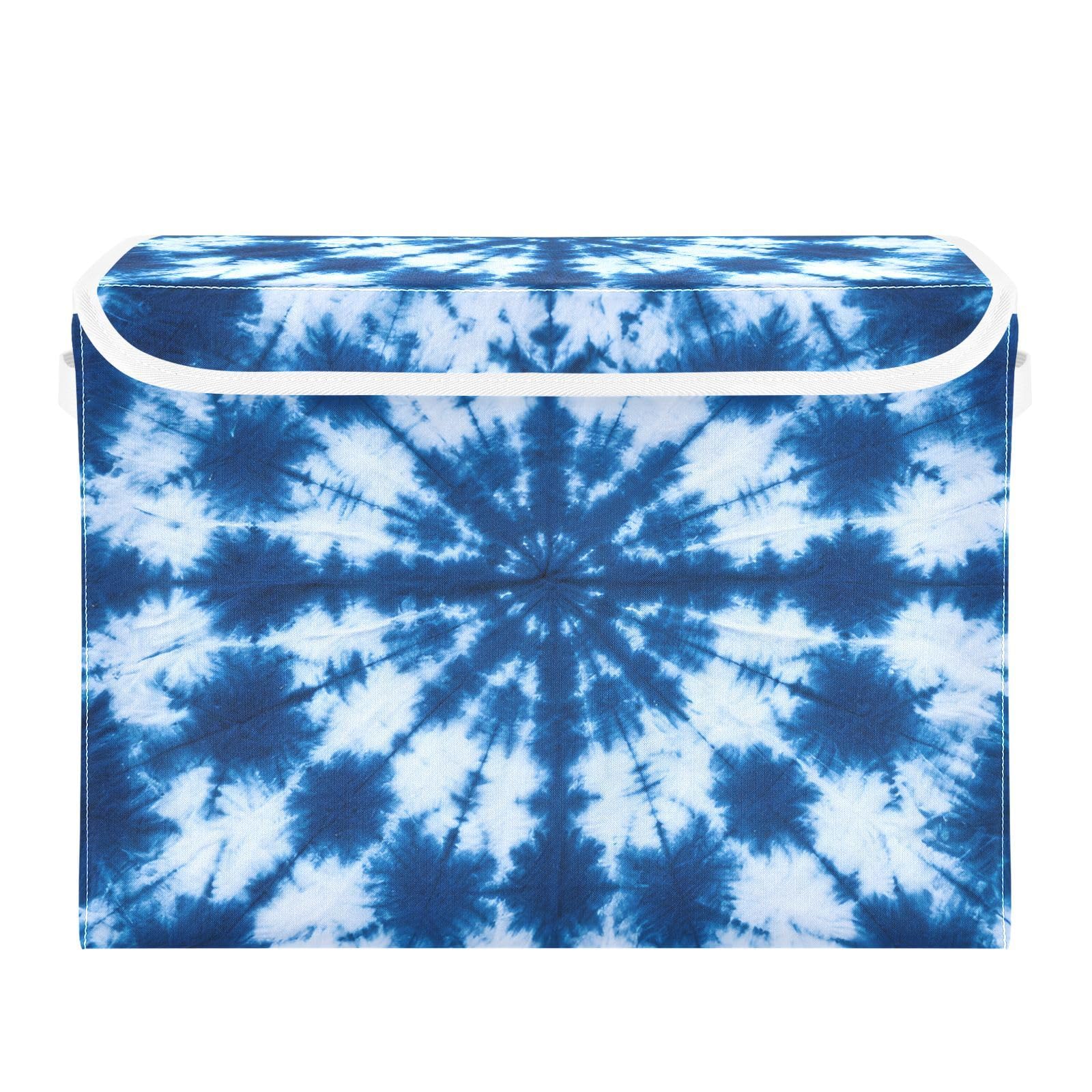 Boîtes de rangement pliables avec couvercle bleu blanc panier de rangement armoire