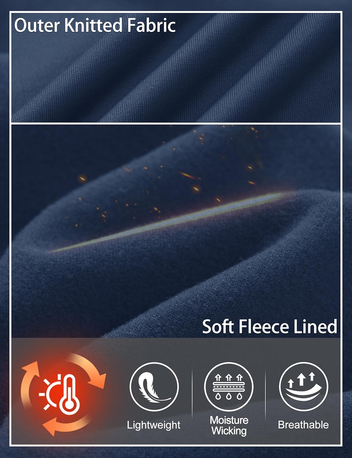 Cavva Mens Thermal Long Sleeve Shirts Base Layer Midweight Fleece Lined Undershirt Warm Athletic Workout Tops - Image 3