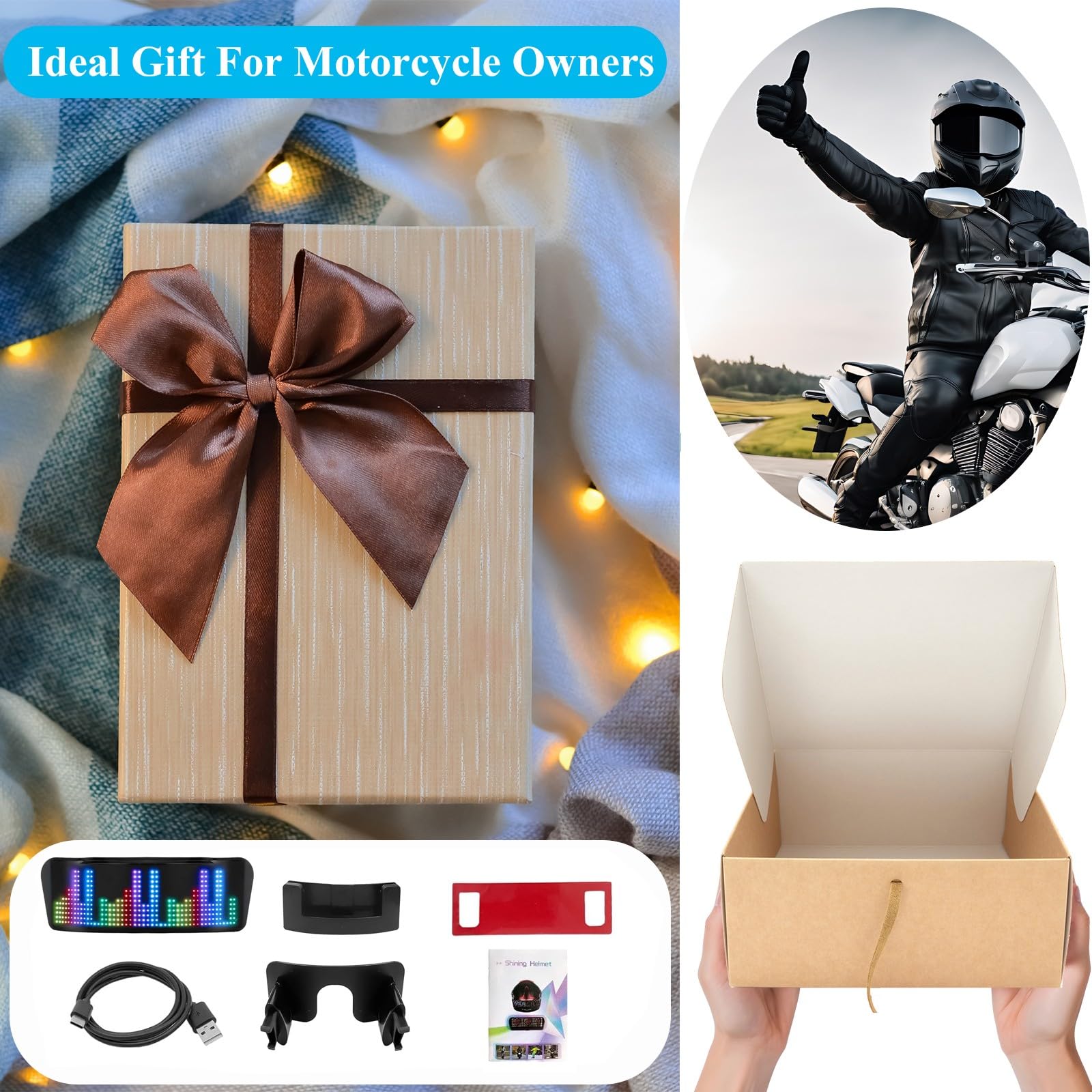 Faro da bicicletta intelligente ricaricabile tramite USB con display a LED per casco da bicicletta, fanale posteriore con indicatori di direzione, tachimetro, controllo Bluetooth, luce posteriore