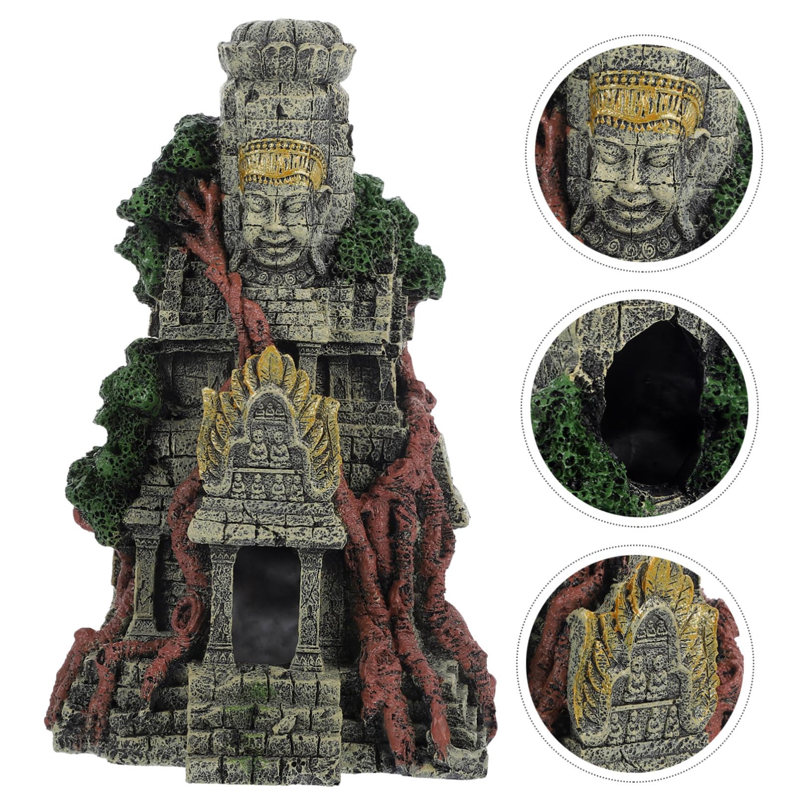 Mipcase Decoración De Templo De Simulación para Acuario Adorno De Resina para Peces Cueva De Escondite para Decoración De Templo Funciona como Refugio para Peces Agua para Acuarios De Agua