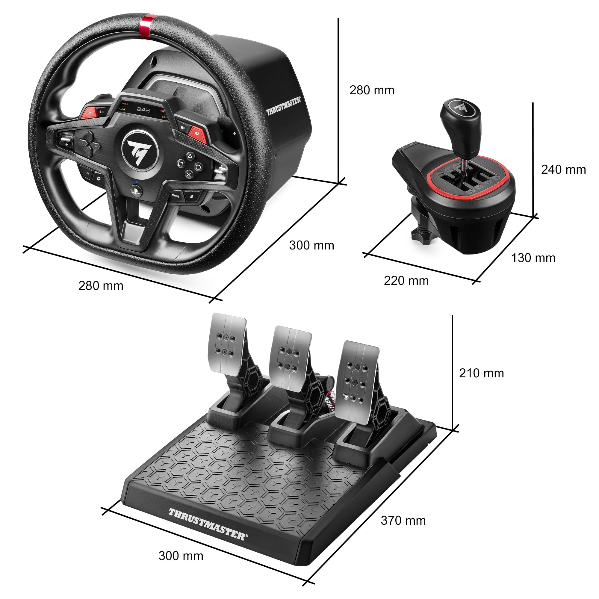 Thrustmaster T248R Shifter Pack - Volante Force Feedback (3,1 Nm), Cambio TH8S e Pedaliera T3PM, Compatibile con PS5, PS4 e PC