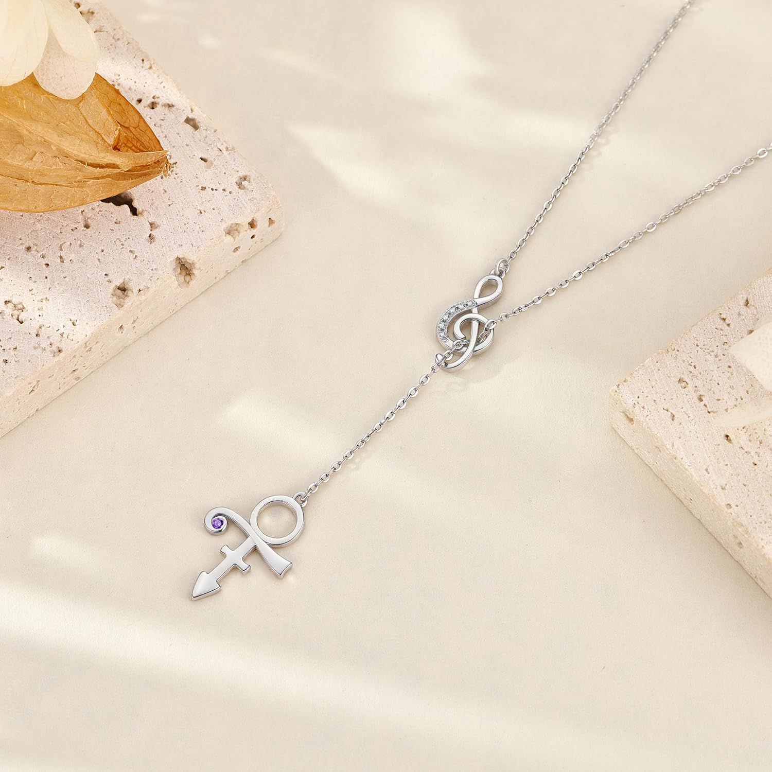 Prince Symbol Y Necklace 925 Silver Prince Music Necklace for Music Lover - Image 4