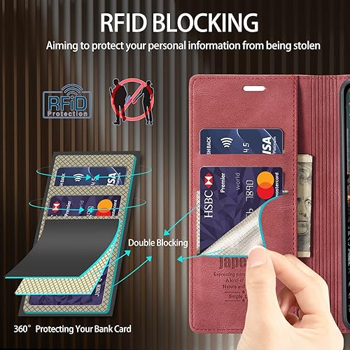 Miniatura 8 de Funda para Samsung Galaxy A14 5G, Samsung Galaxy A14 5G con tarjetero bloqueo RFID atril magnético, funda de cuero con tapa para Samsung Galaxy A14