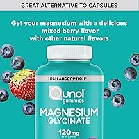 Vista 6 de Qunol Magnesium Glycinate Gummies, 120mg of Magnesium Glycinate, High Absorption, Mixed Berry, 90 Count (Pack of 1)