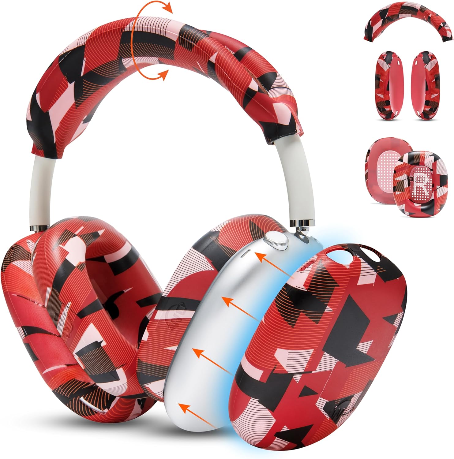 WC Sweatz, Shellz, and Bandz Protective Covers Bundle for Airpods Max Headphones by Wicked Cushions | Red Prism