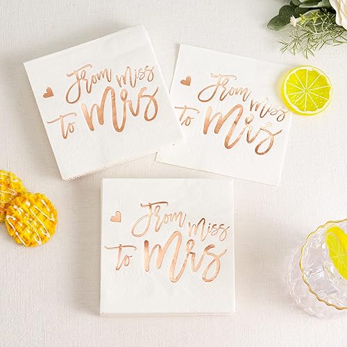 Miniatura 3 de Calculs Servilleta para despedida de soltera de Miss a Sra. Papel de oro rosa para despedida de solterafiesta de compromiso, suministros de mesa de