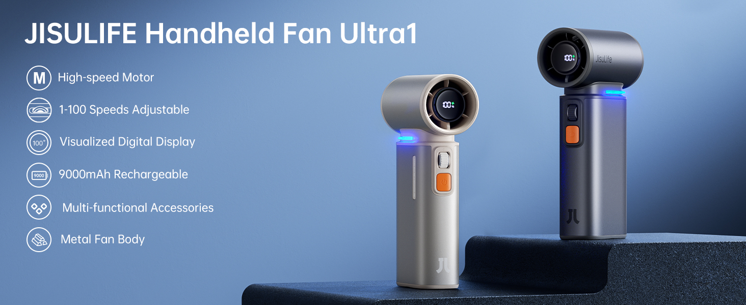 JISULIFE Portable Handheld Turbo Fan, 100 Speeds Adjustable Mini