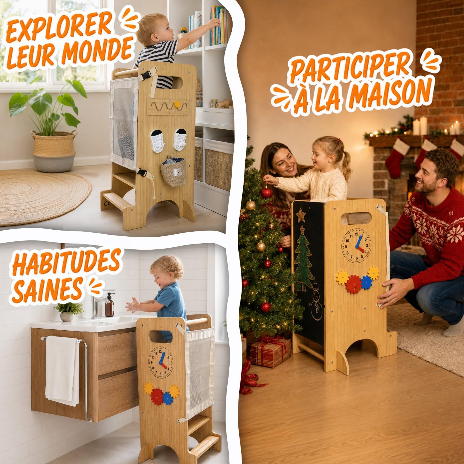 Tour d Observation Enfant 5 en 1 en Bambou - Tour d'observation Montessori