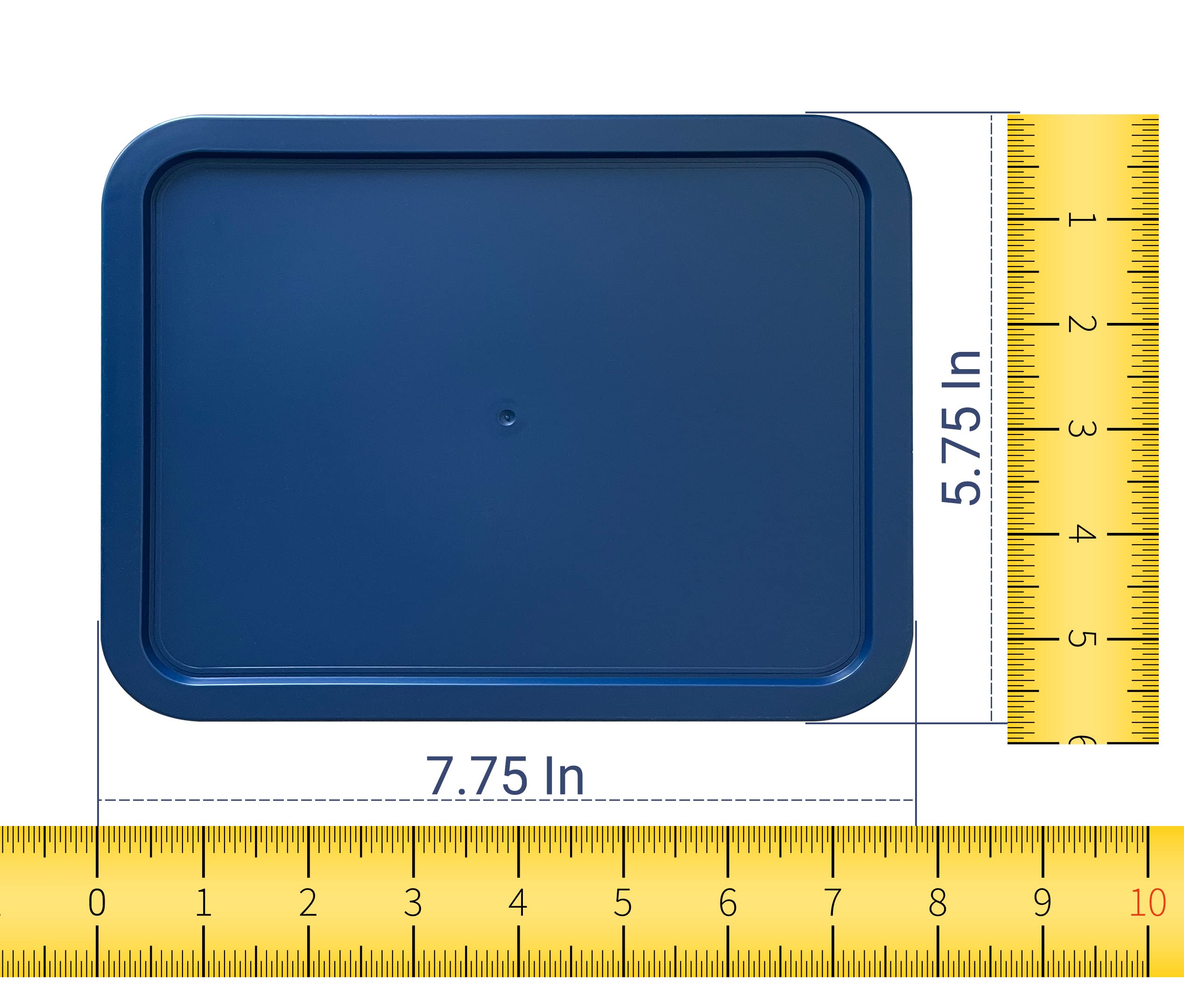 Replacement Lids for Pyrex 3-Cup Glass Food Storage Container Bowls, (7.75 x 5.75-Inch) Plastic Rectangle Lids Covers fits Pyrex 7210-PC, Airtight & Leakproof (4-Pack, Blue)