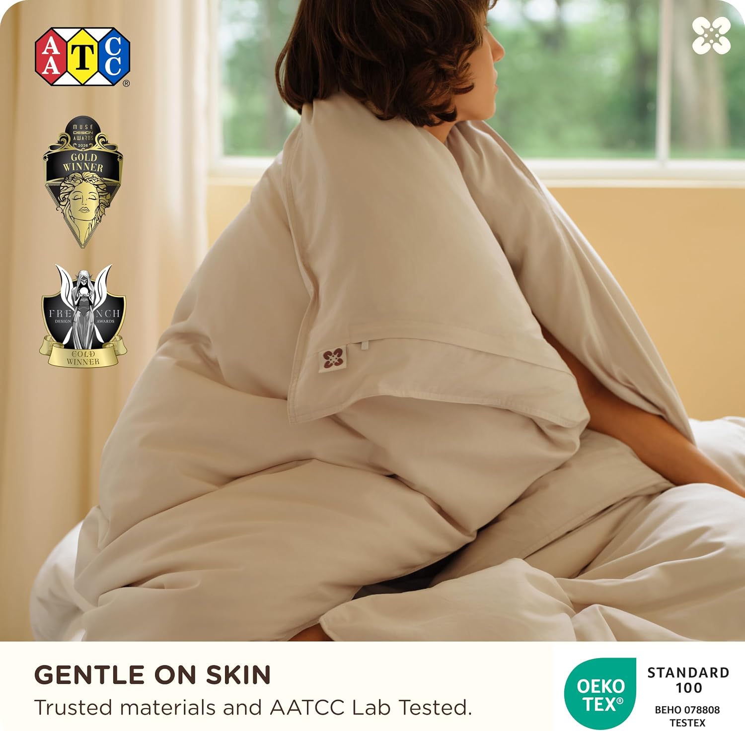 Bedsure Cooling Duvet Cover Queen Size, Cotton & Viscose Derived from Bamboo Duvet Cover Set, PureWoven Ultra-Soft, Breathable & Lightweight Home Bedding for All Seasons (Beige, 90"x90")