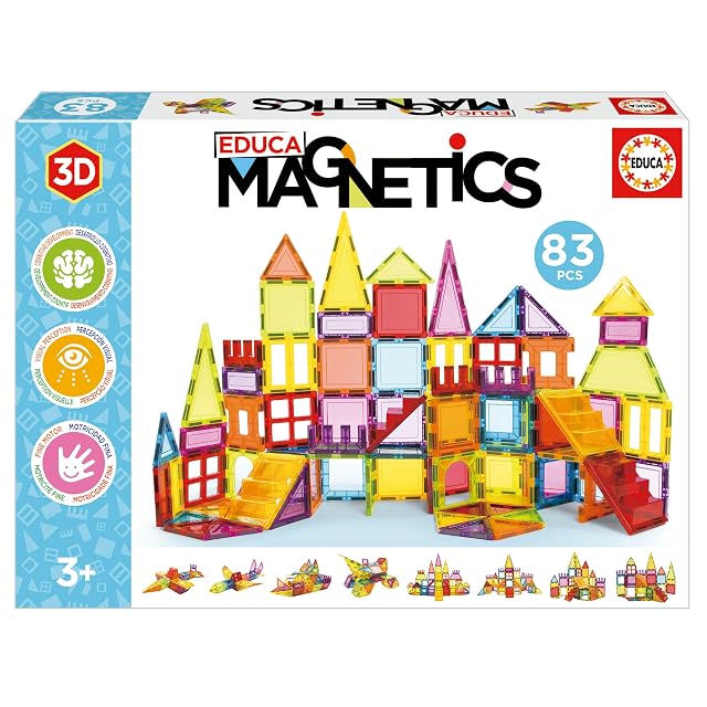 Educa - Magnetics | Juego Educativo de construcción 3D magnético con 83 Piezas para niños, construye Figuras geométricas desarrollando la Creatividad e imaginación. A Partir de 3 4 5 años (20025)