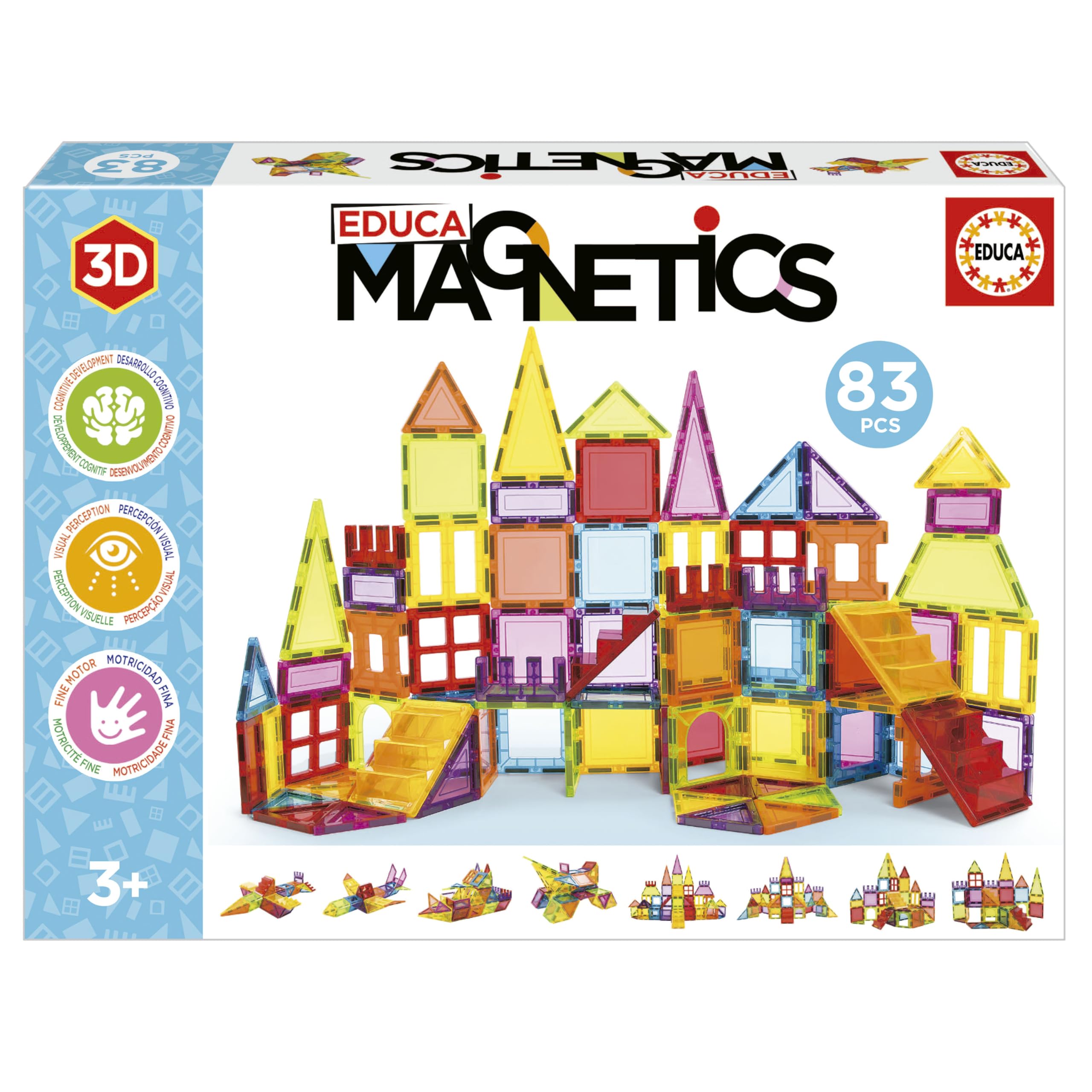 Educa Magnetics | Jeu éducatif de Construction 3D magnétique avec 83 pièces pour Enfants, construit des Figures géométriques en développant la créativité et l'imagination. À partir de 3 Ans (20025)