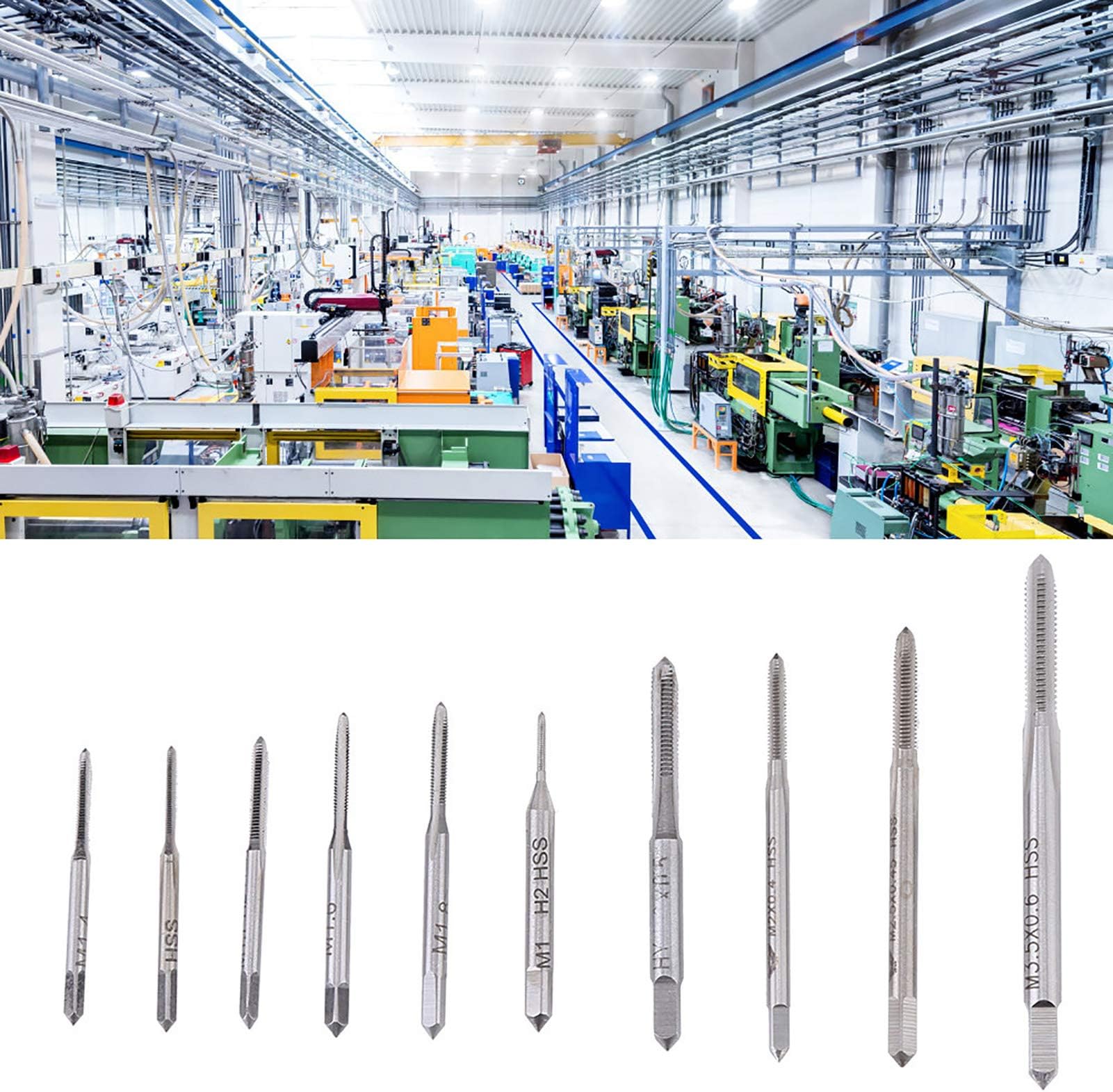 10pcs Hand Screw Thread Taps M1 to M3.5, HSS Mini Plug Tap Screw Tap Drill Set Tapping Tool, M1, M1.2, M1.4, M1.6, M1.7, M1.8, M2, M2.5, M3, M3.5