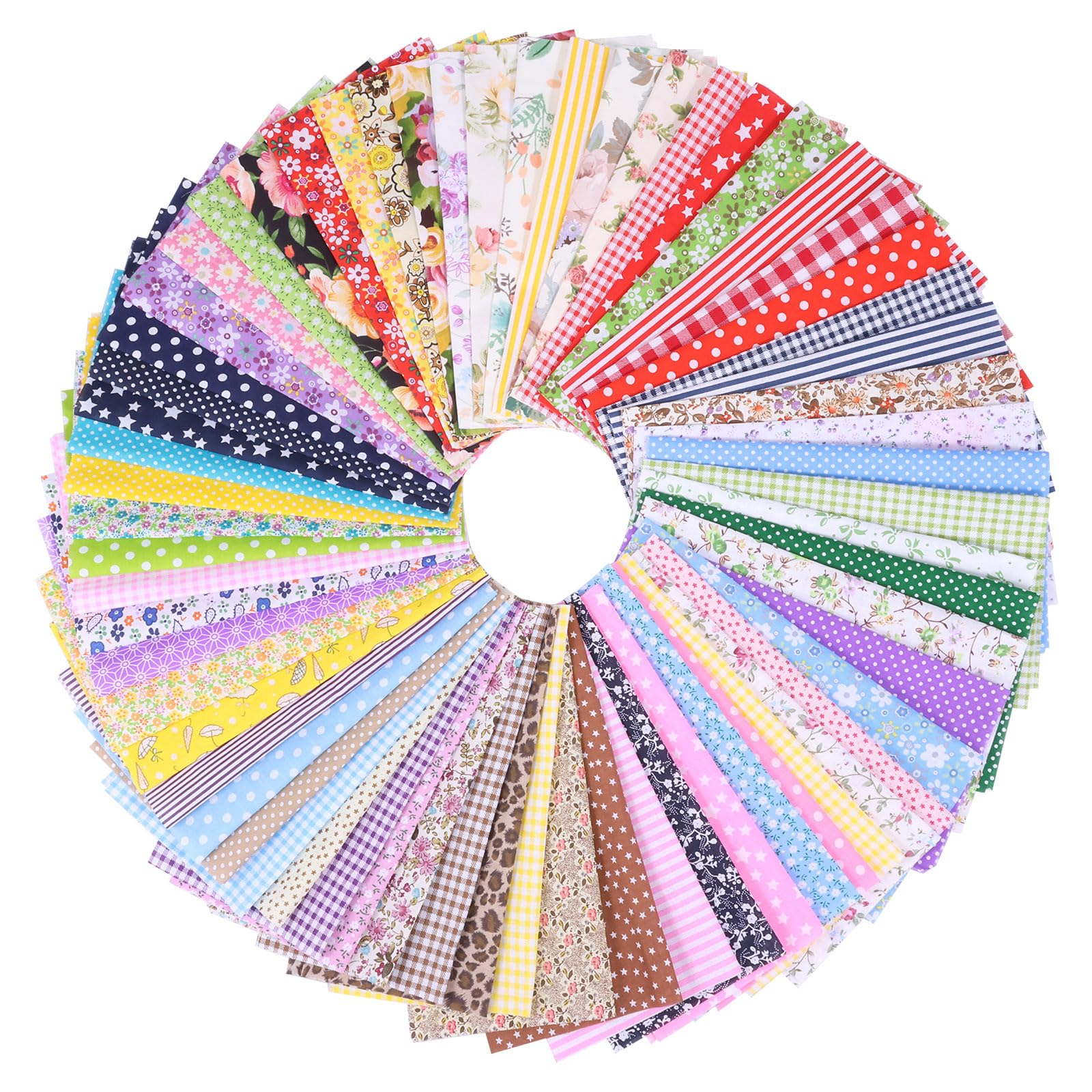 63Pcs Cotton Fabric Squares,25x25cm Fat Quarters for Quilting & Sewing,Soft Precut Patchwork Fabric Bundles with Floral Patterns, Different Pattern Cloths for DIY Crafts & Home Decor