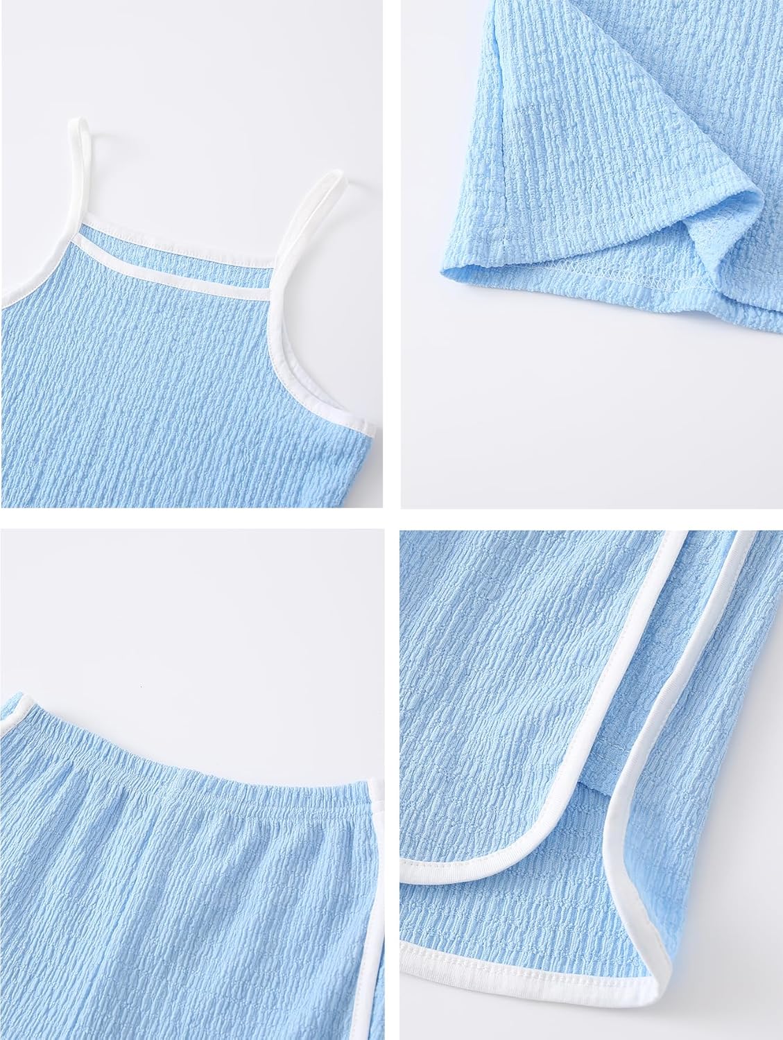 Girls 8 Pieces Summer Outfits Casual Cami Tank Top and Dolphin Shorts Clothing Sets 4-8Y