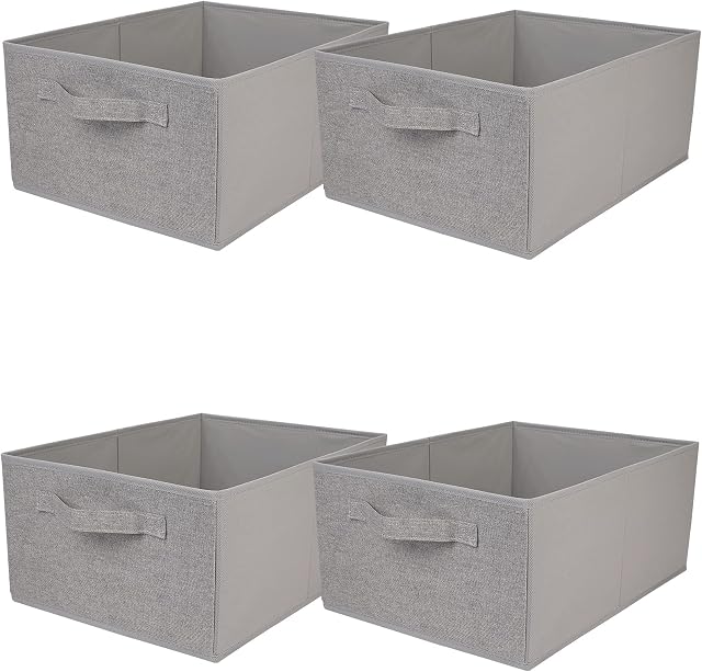 JAKAGO Foldable Storage Boxes 4 Pack,Superior Fabric Clothes Drawer Organisers 39 x 29 x 20 cm Wardrobe Storage Organiser for Clothes Shirts Pants Towels Toys