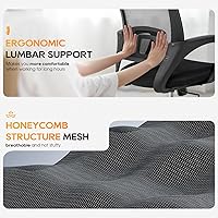 Vista 5 de BestOffice Silla ergonómica de oficina Silla de escritorio giratoria de respaldo medio Respaldo y soporte lumbar transpirable Altura Negro