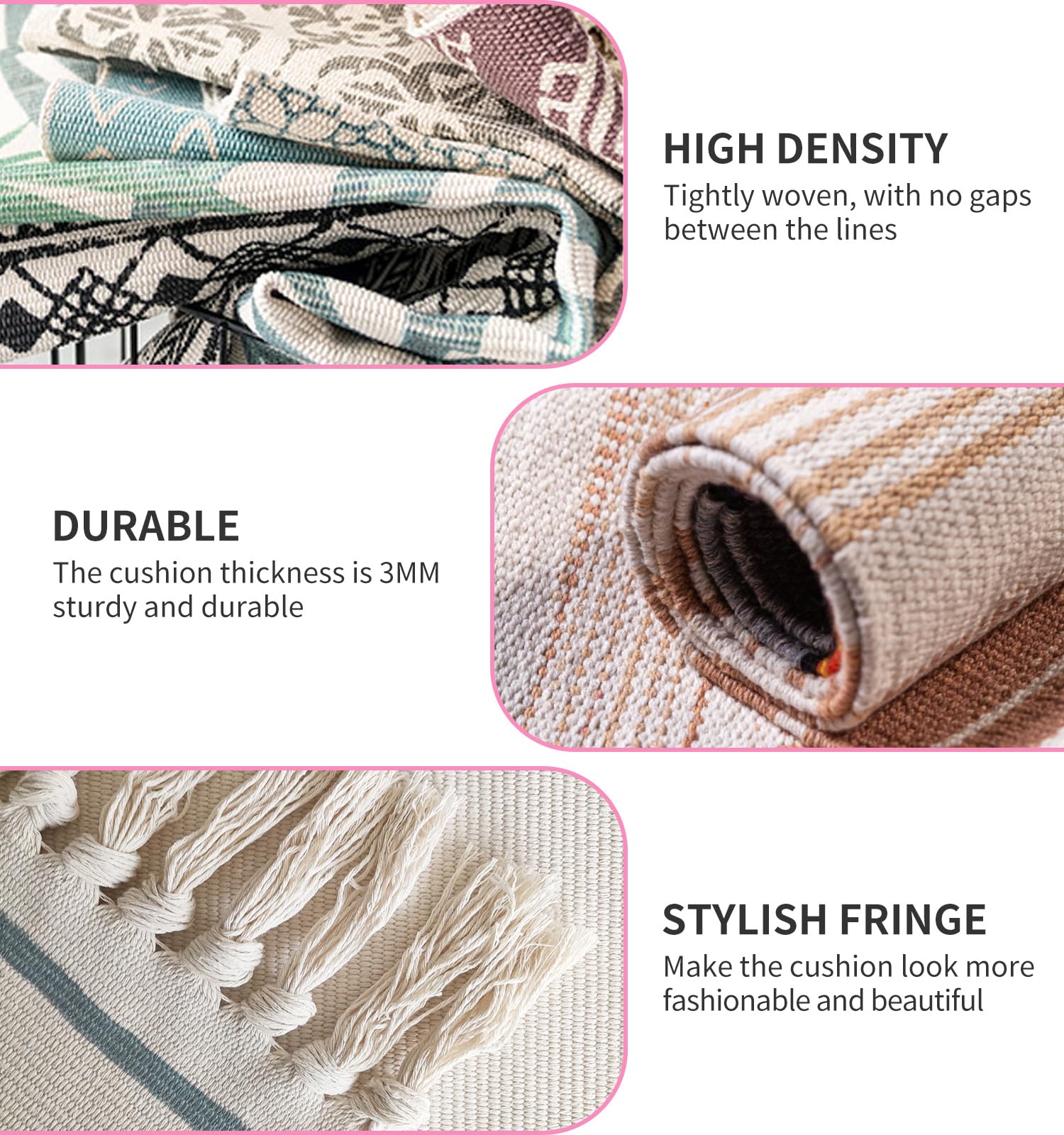 Cifupy Tapis de yoga bio fait à la main en coton bio – Tapis de yoga antidérapant tissé à la main pliable offrant un excellent confort, traction et soutien pour une utilisation en intérieur et en