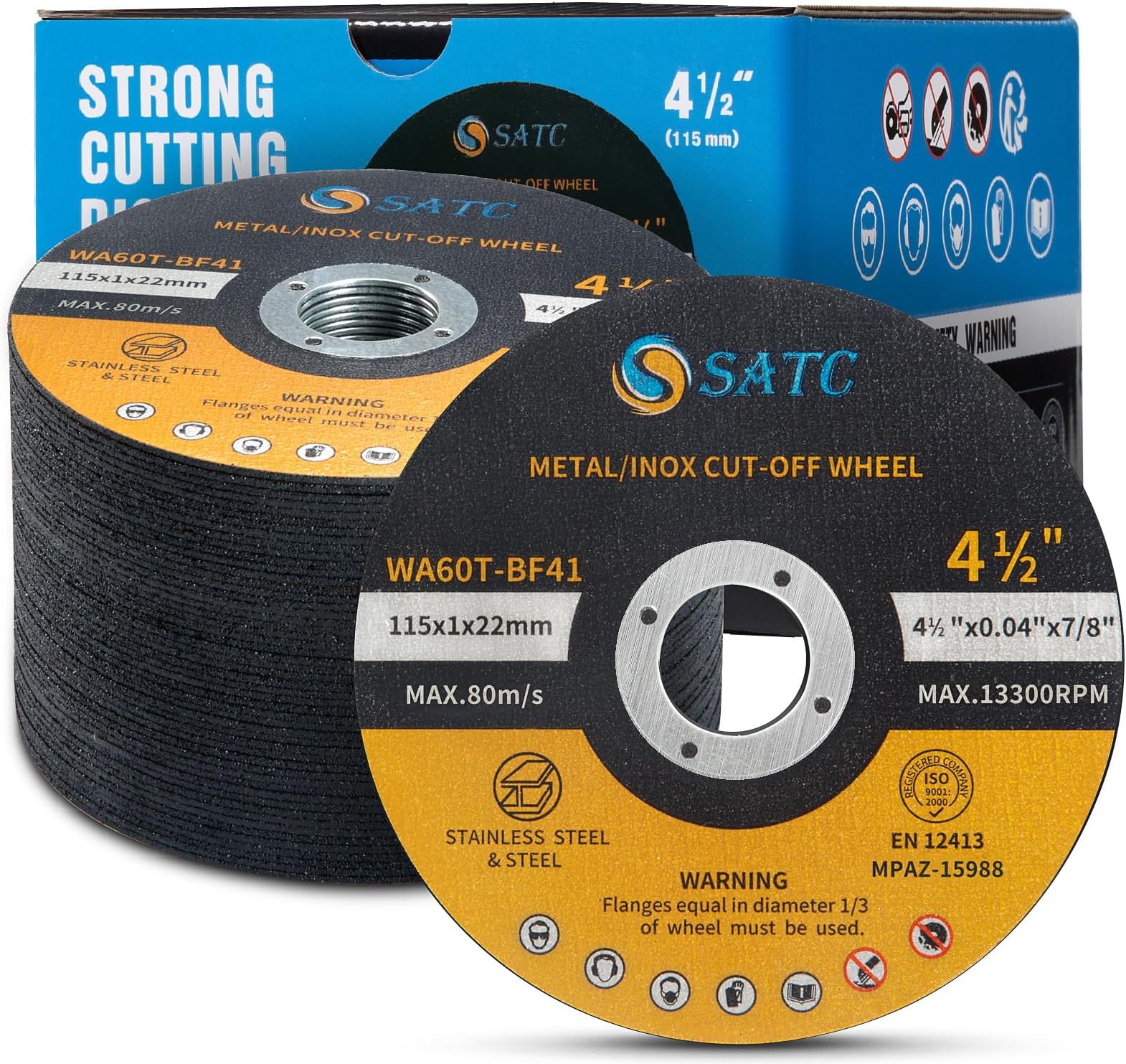– SATC 115mm Cutting Discs 50-Peice for Angle Grinder Durable Metal Cutting Disc Ultra Thin 1mm for Fast & Precise Cutting of Steel, Iron, Aluminum, & Ferrous Metals